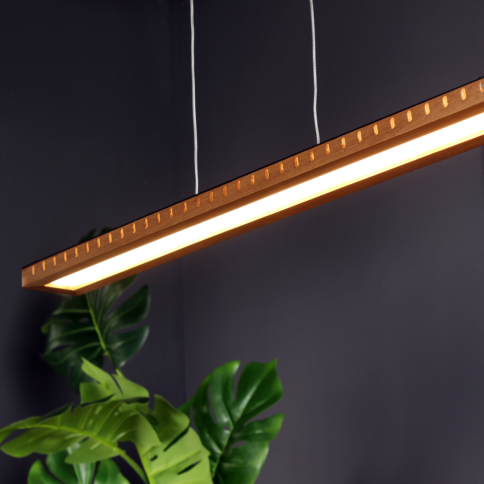 LED pendant light Solaris 3-Step-dim wood 70 cm