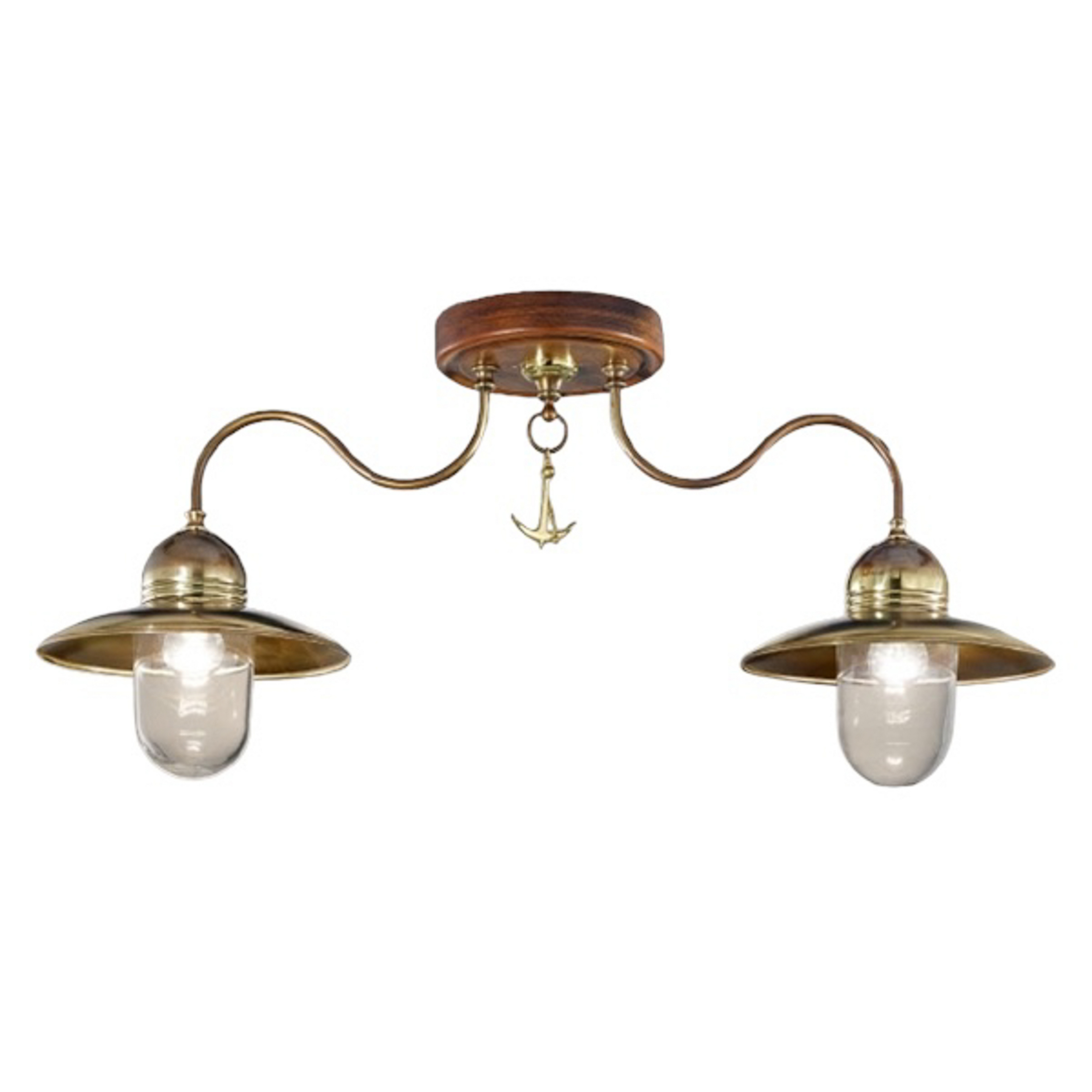 Lampa sufitowa z drewna i mosiądzu Laguna