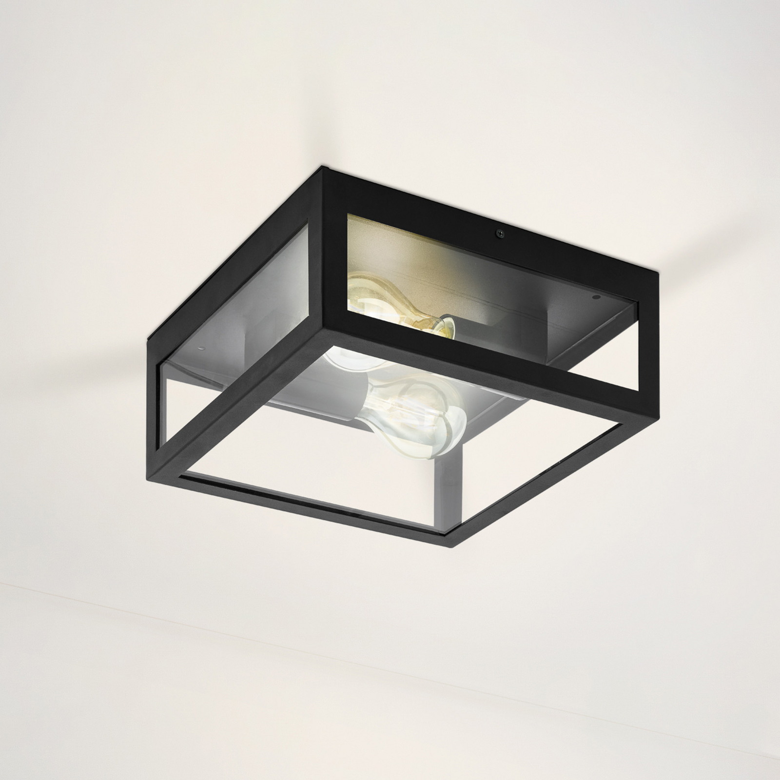 Łazienkowa lampa sufitowa Amezola, 2-pkt. czarna