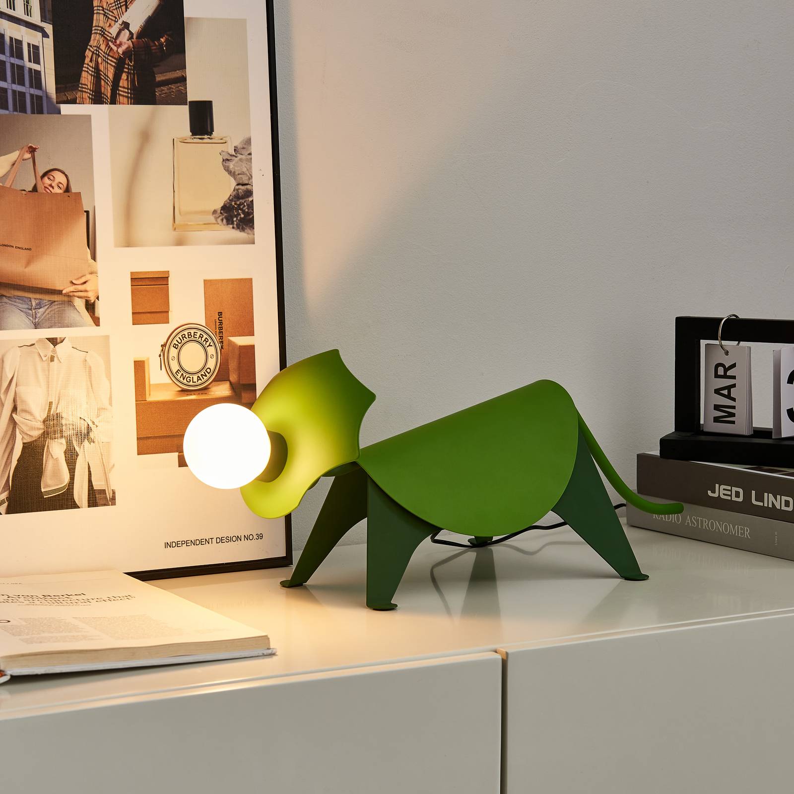 Lucande Lucande Idalina LED stolní lampa, drak, zelená