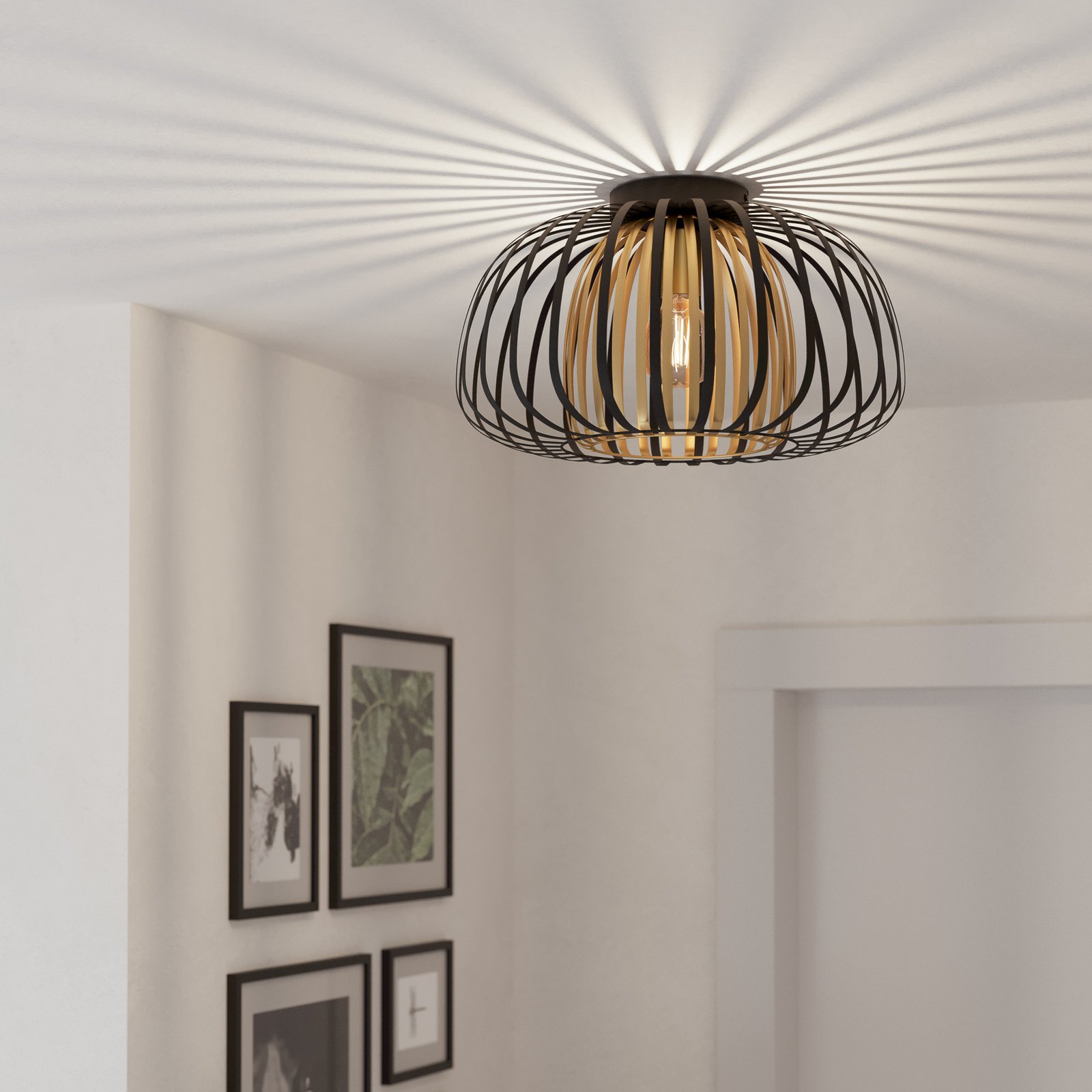 Encinitos ceiling light, black/brass