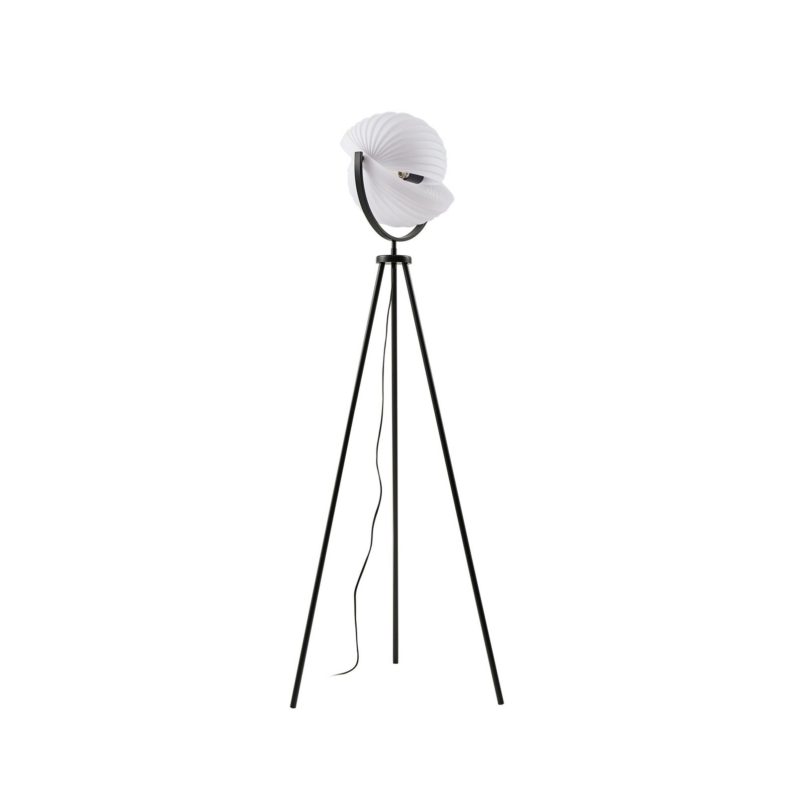 Lampe sur pied Lucande Helva, 150 cm, blanc/noir, pivotante