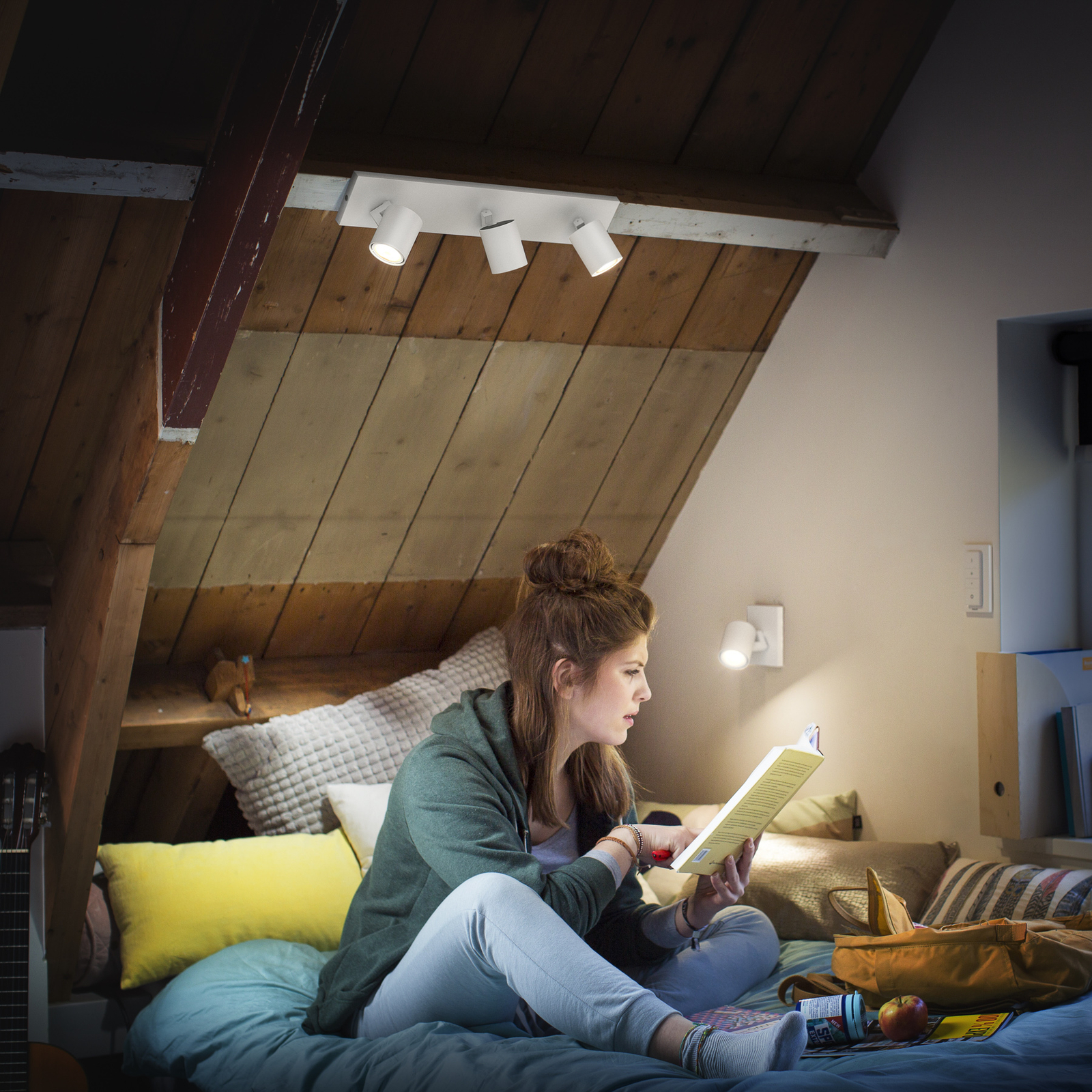 Philips Hue Runner LED prožektors, 3 gaismas, dimmera slēdzis, balts