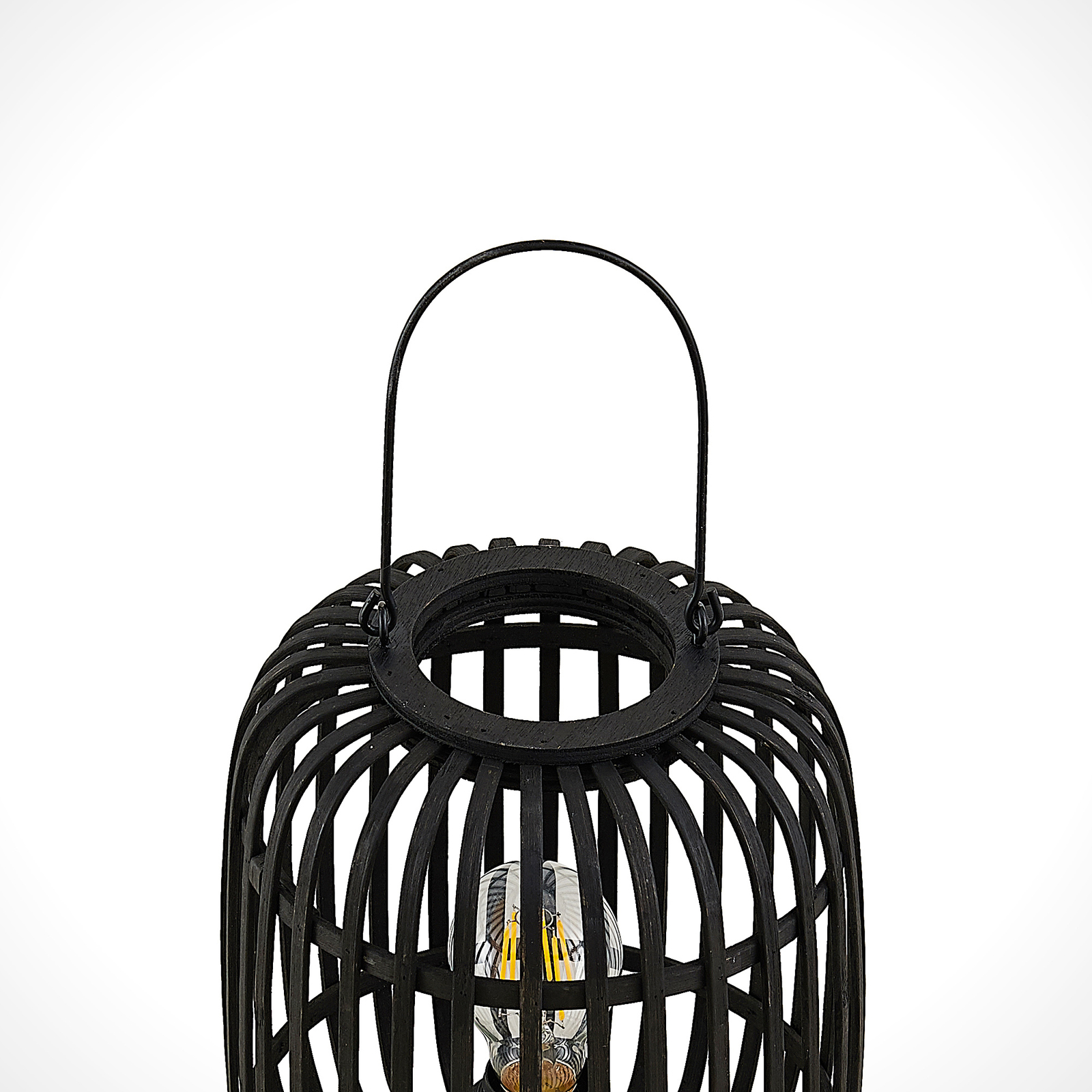 Lindby Canyana table lamp, rattan, black