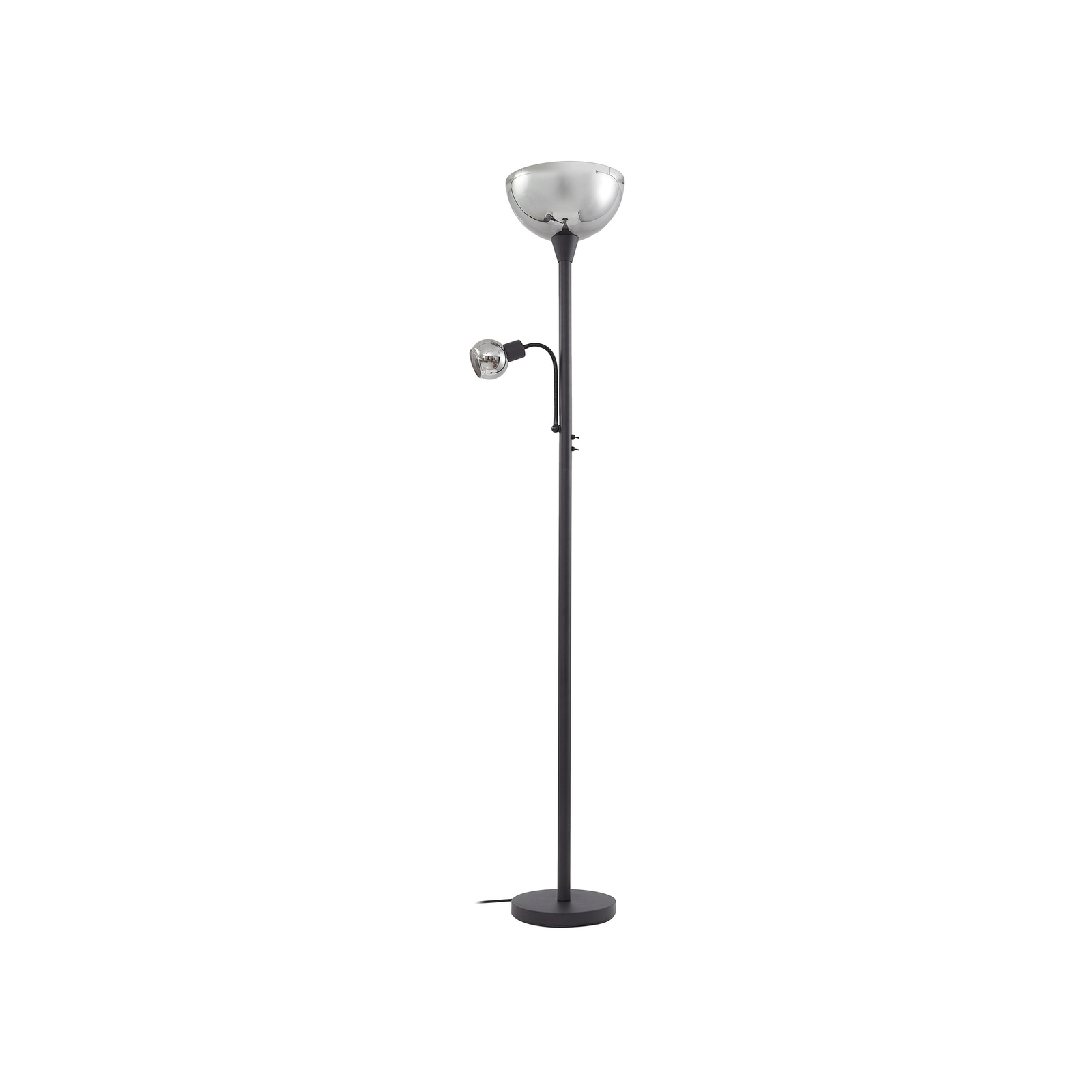 Lindby vloerlamp Nehemia, zwart, glas, leeslampje, 185 cm