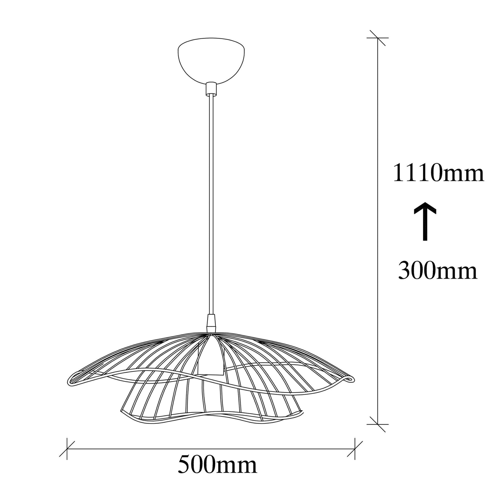 Piekaramais gaismeklis Tel 6502, zelta krāsā, metāls, Ø 50 cm