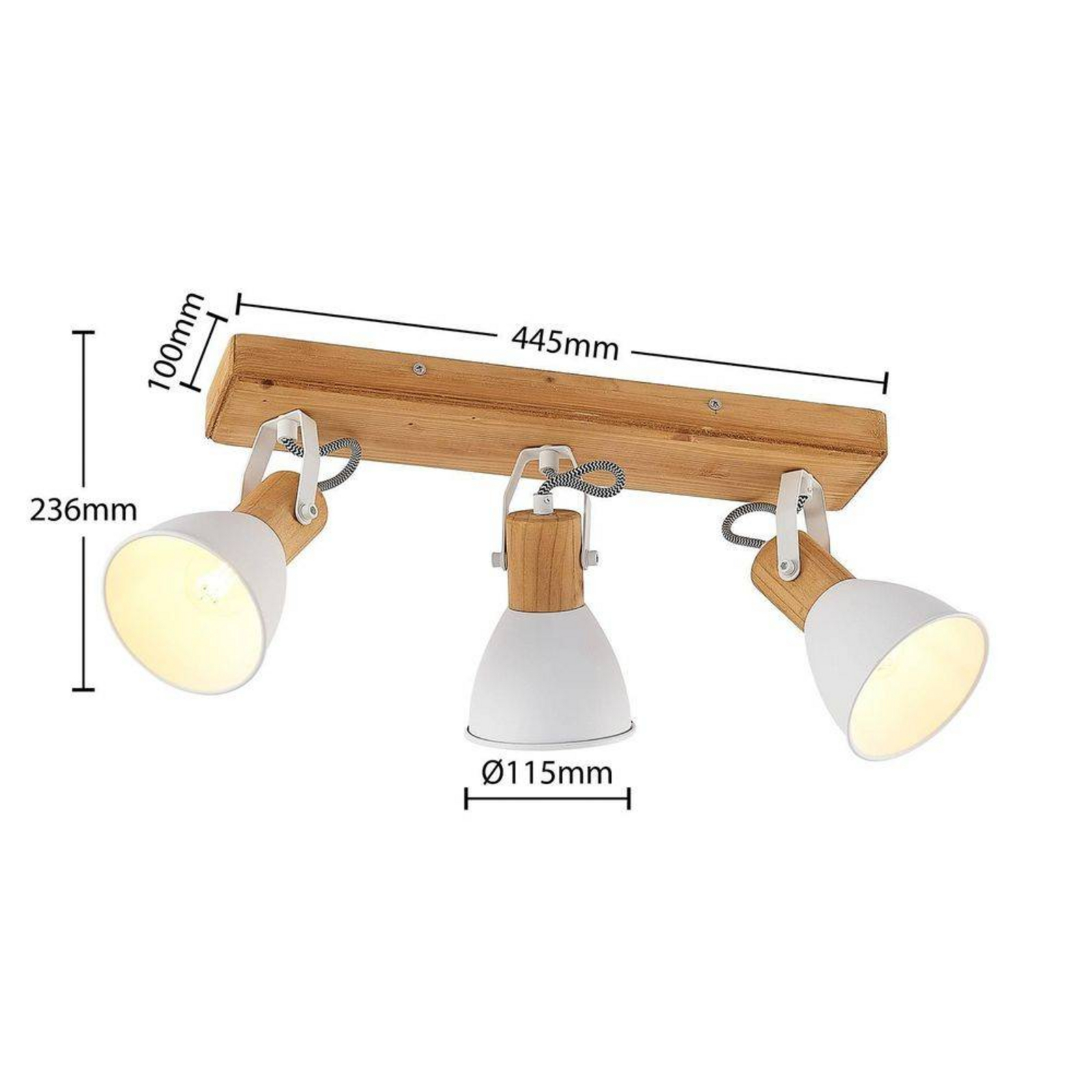 Merela 3 Kattovalaisin Wood/White - Lindby