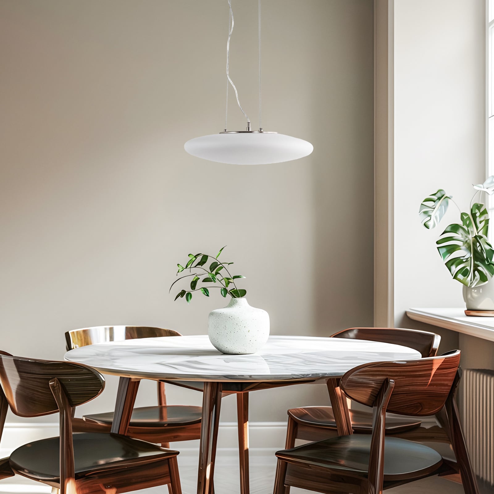 Gunda LED Pendel Opal/Nickel - Lindby