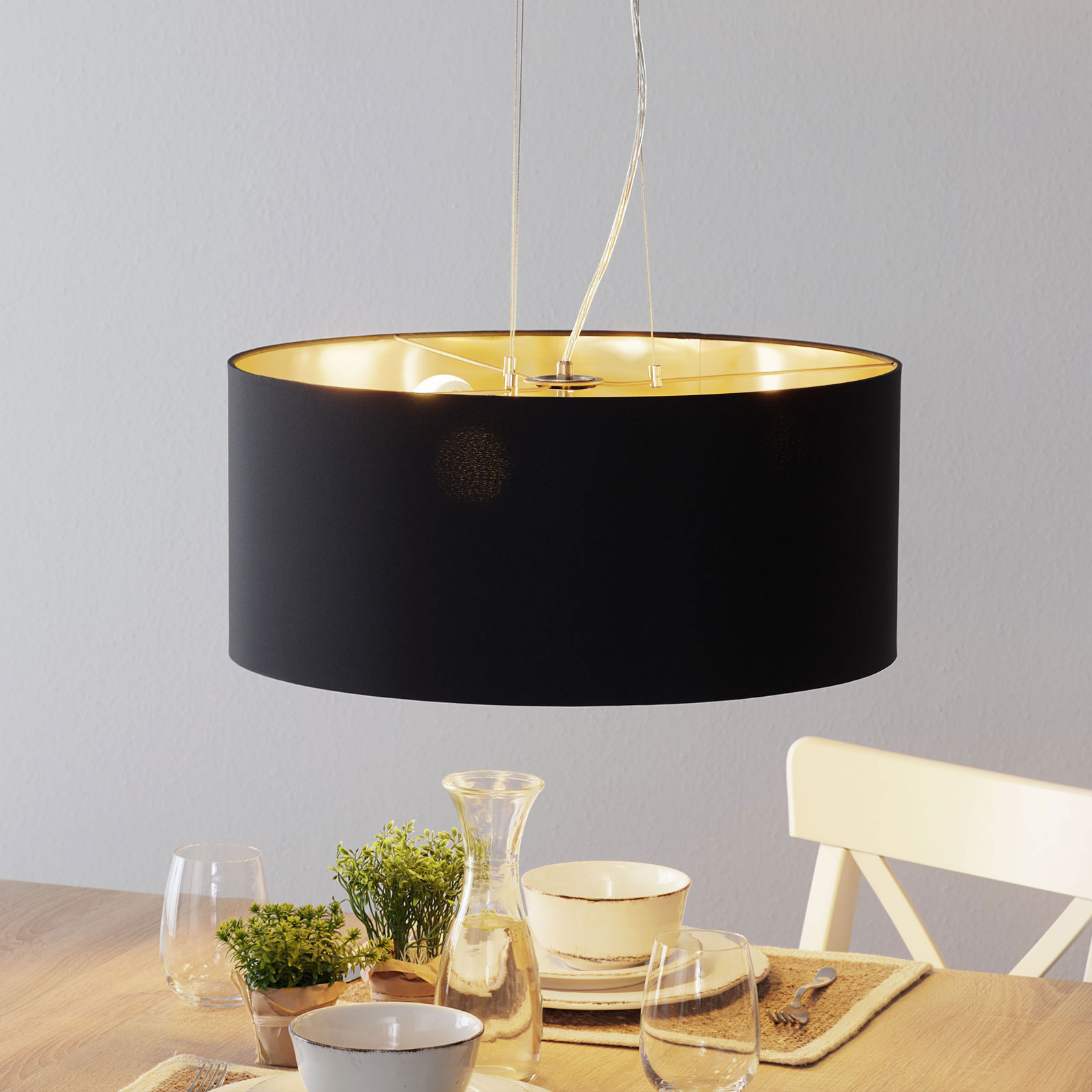 Lucande Patrik Textil-Hängeleuchte Ø53cm