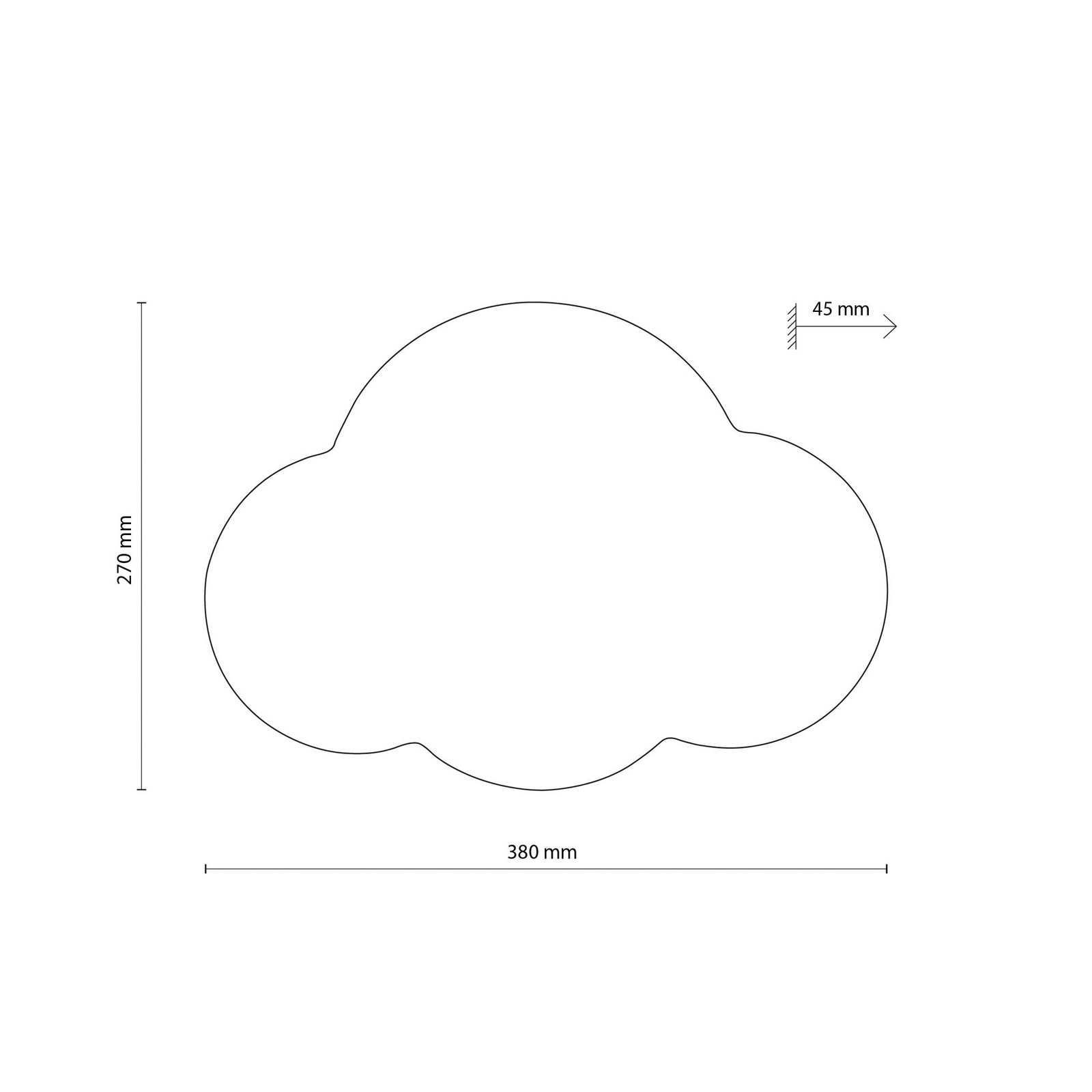 Candeeiro de parede Cloud, cinzento, largura 38 cm, aço/plástico