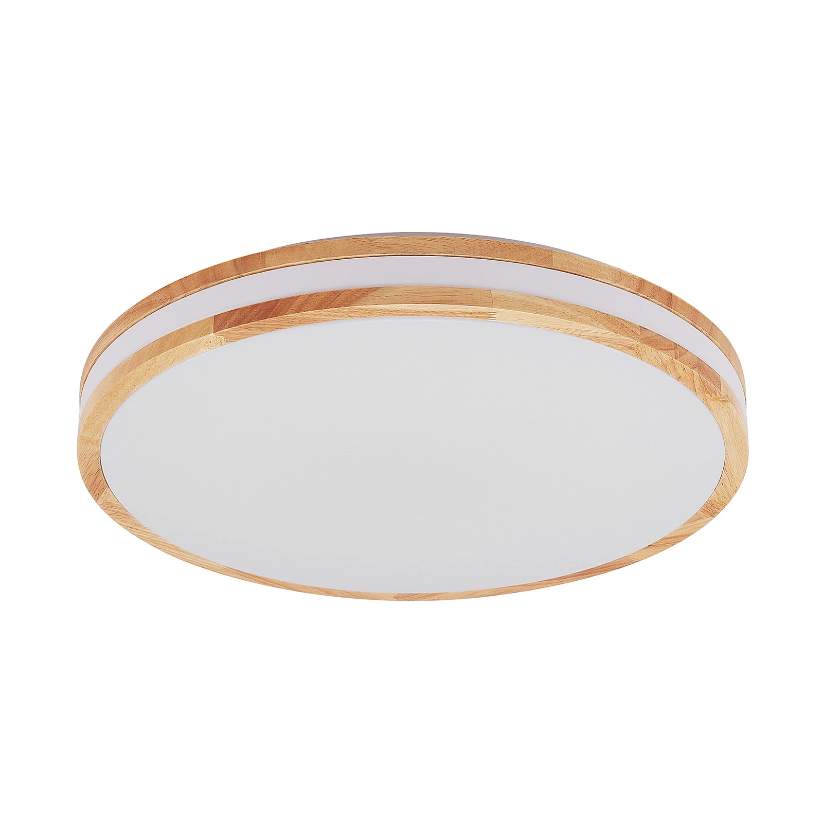 Φωτιστικό οροφής LED Lindby Emiva, 50 cm, ανοιχτόχρωμο ξύλο, CCT
