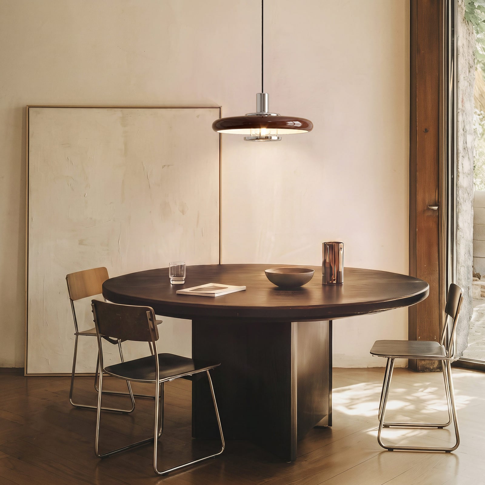 Lampada a sospensione Branford, marrone, Ø 35 cm, metallo, stile retrò - Lindby Lampada a sospensione Branford, marrone, Ø 35 cm, metallo, stile retrò - Lindby