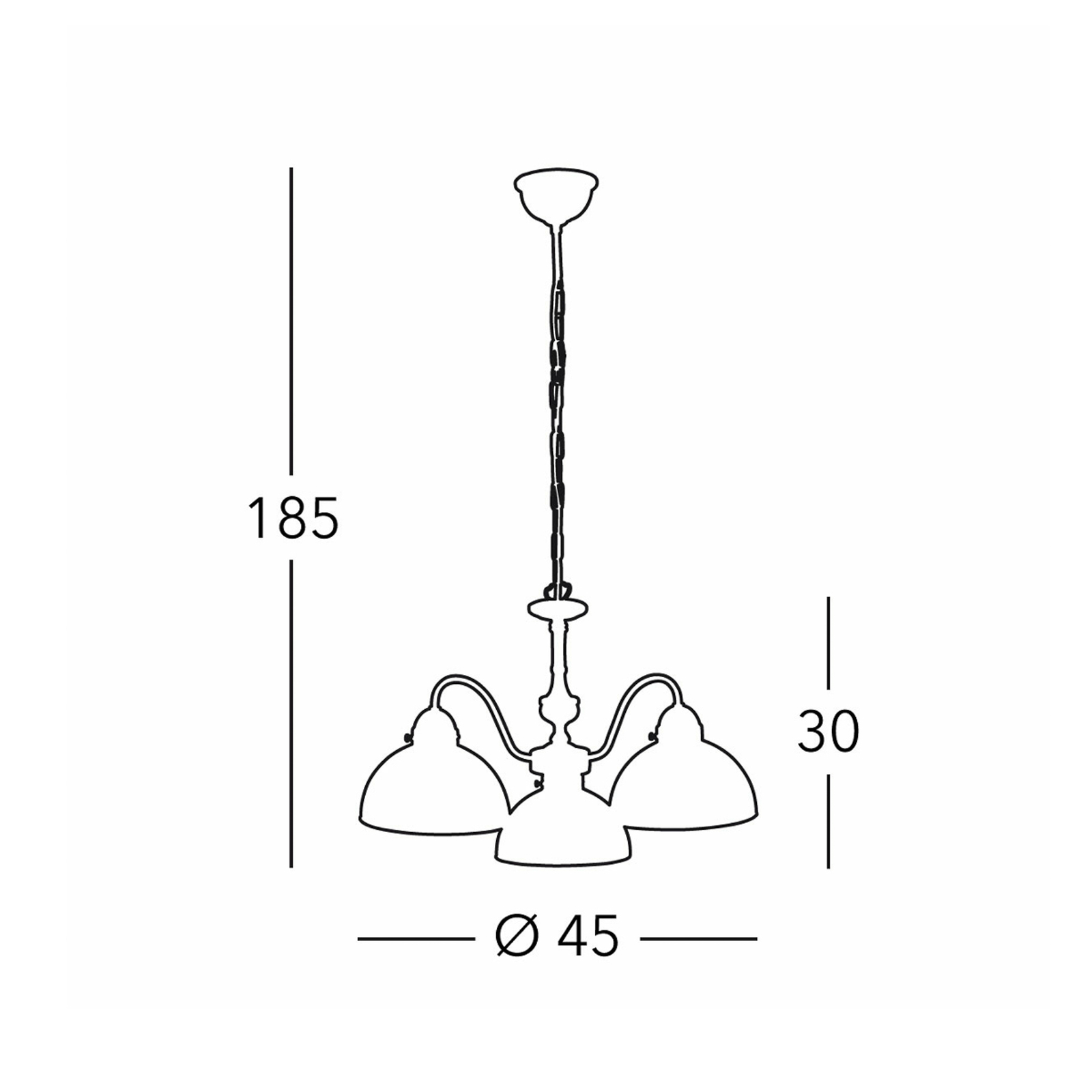 KOLARZ Suspension Nonna, Ø 45 cm, cerf vert, 3 lampes