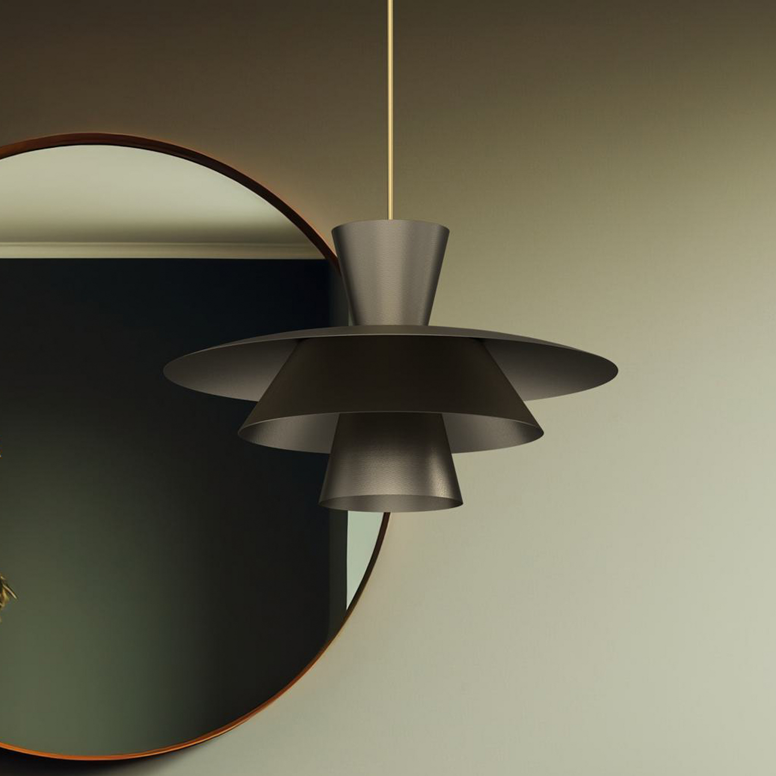 Candeeiro suspenso Plato, cor titânio, metal, Ø 38 cm, E27