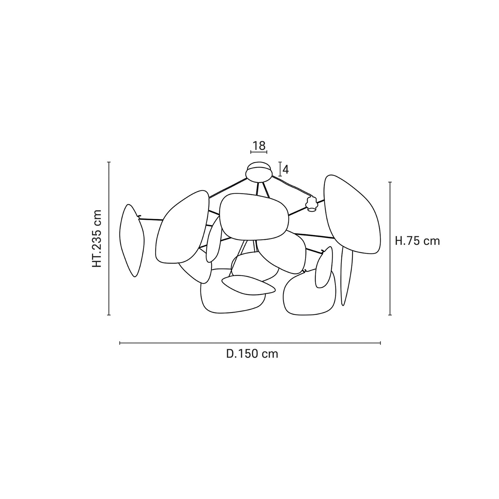Hängelampe Screen 70's, Ø 150 cm, Leinen, bunt - MARKET SET Hängelampe Screen 70's, Ø 150 cm, Leinen, bunt - MARKET SET