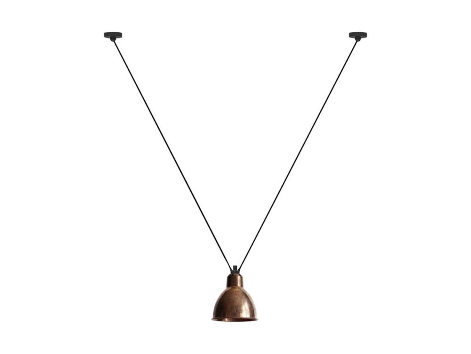 323 L Pendel Round Raw Copper/White Lampe Gras - Stue - Metal