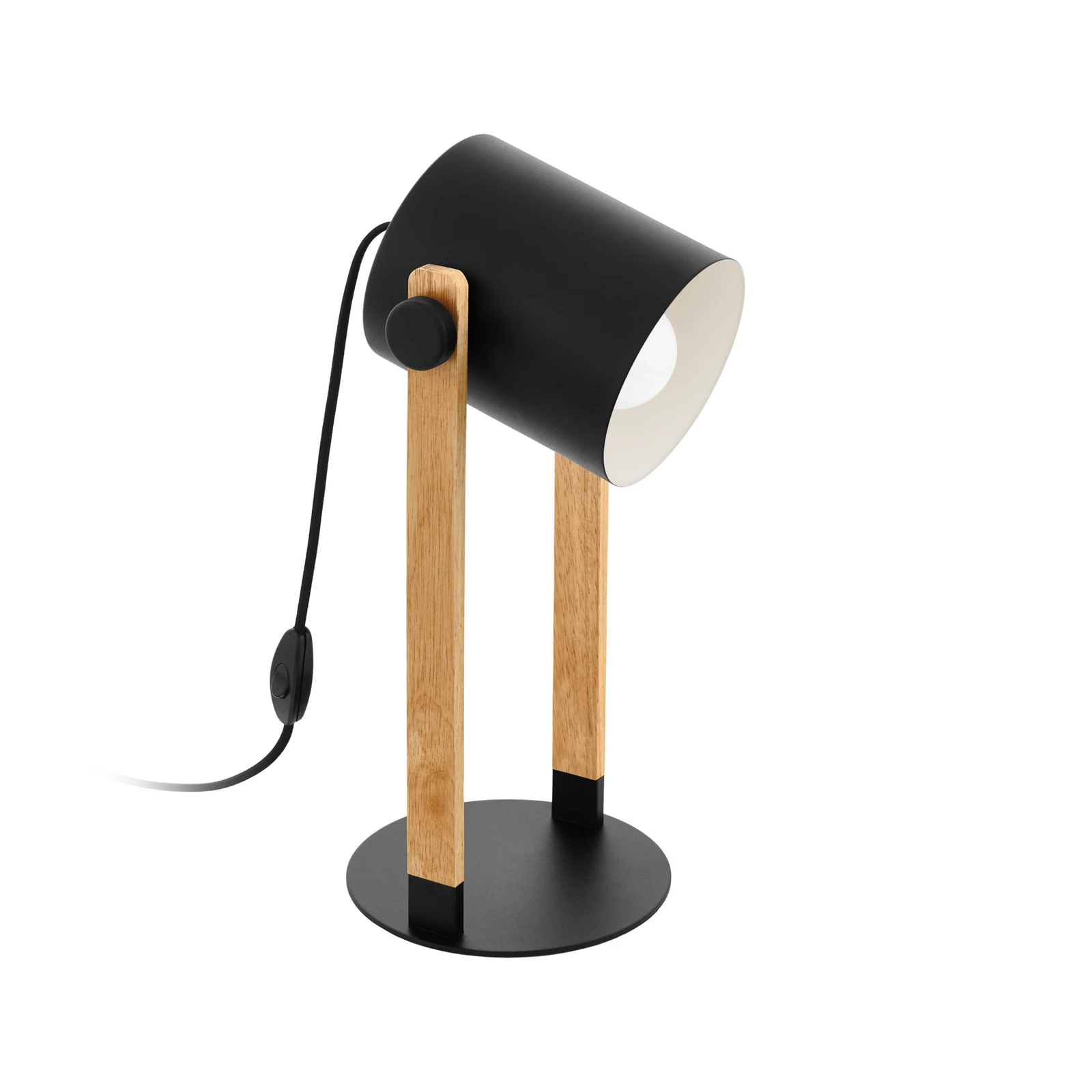 Bordlampe i hornved, høyde 42 cm, svart/brun, stål