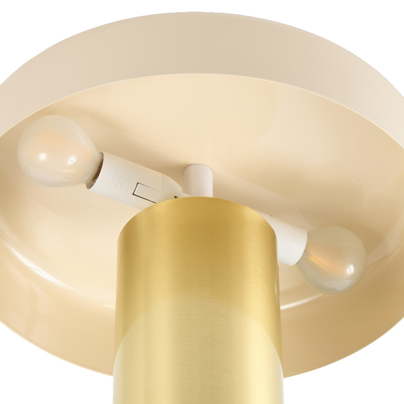 Nola tafellamp Dionne, messing/beige, 33 cm, metaal, E14