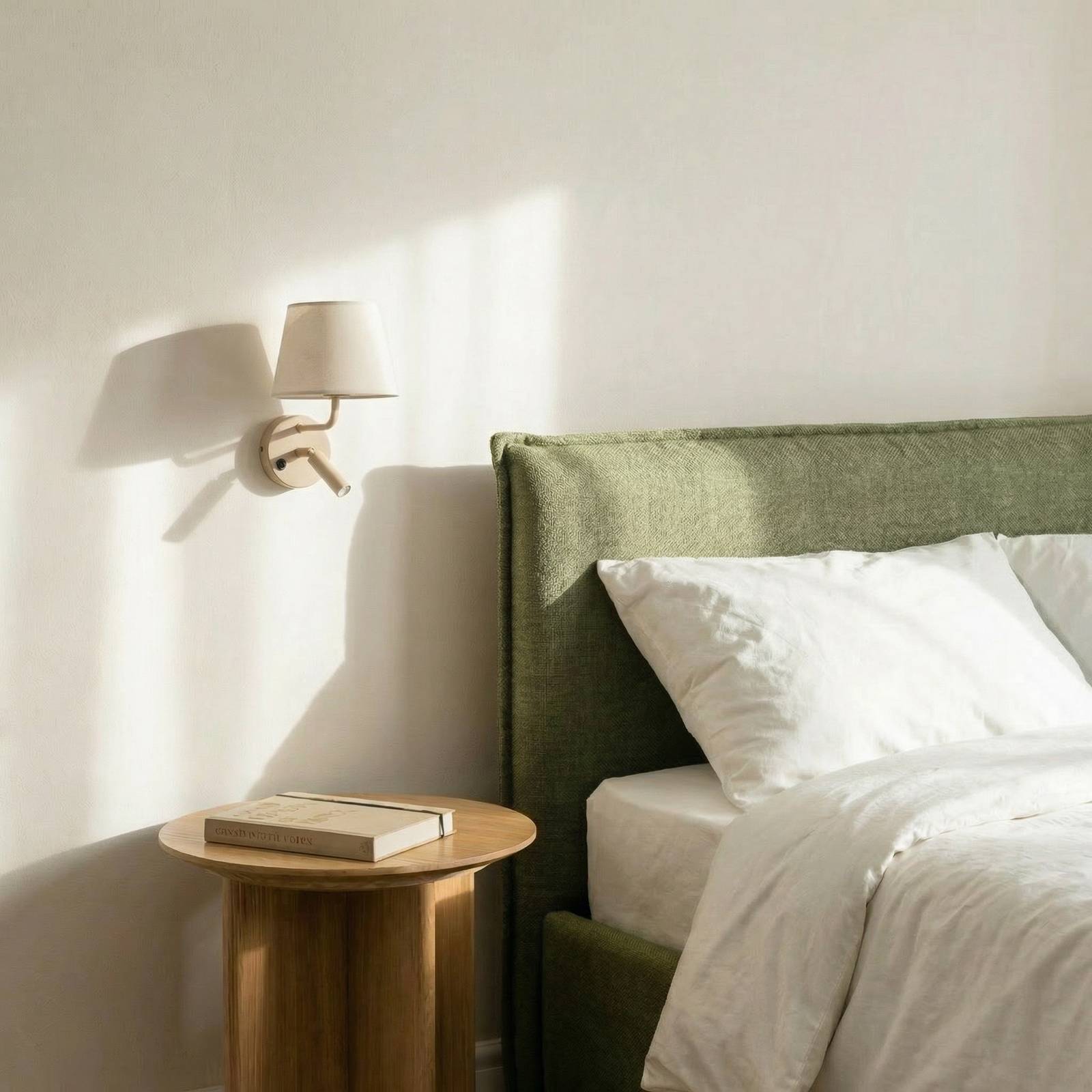  Tk Lighting Tk Lighting Maja Wall Light, Sand, Textile, Reading Light, Height 25 Cm 