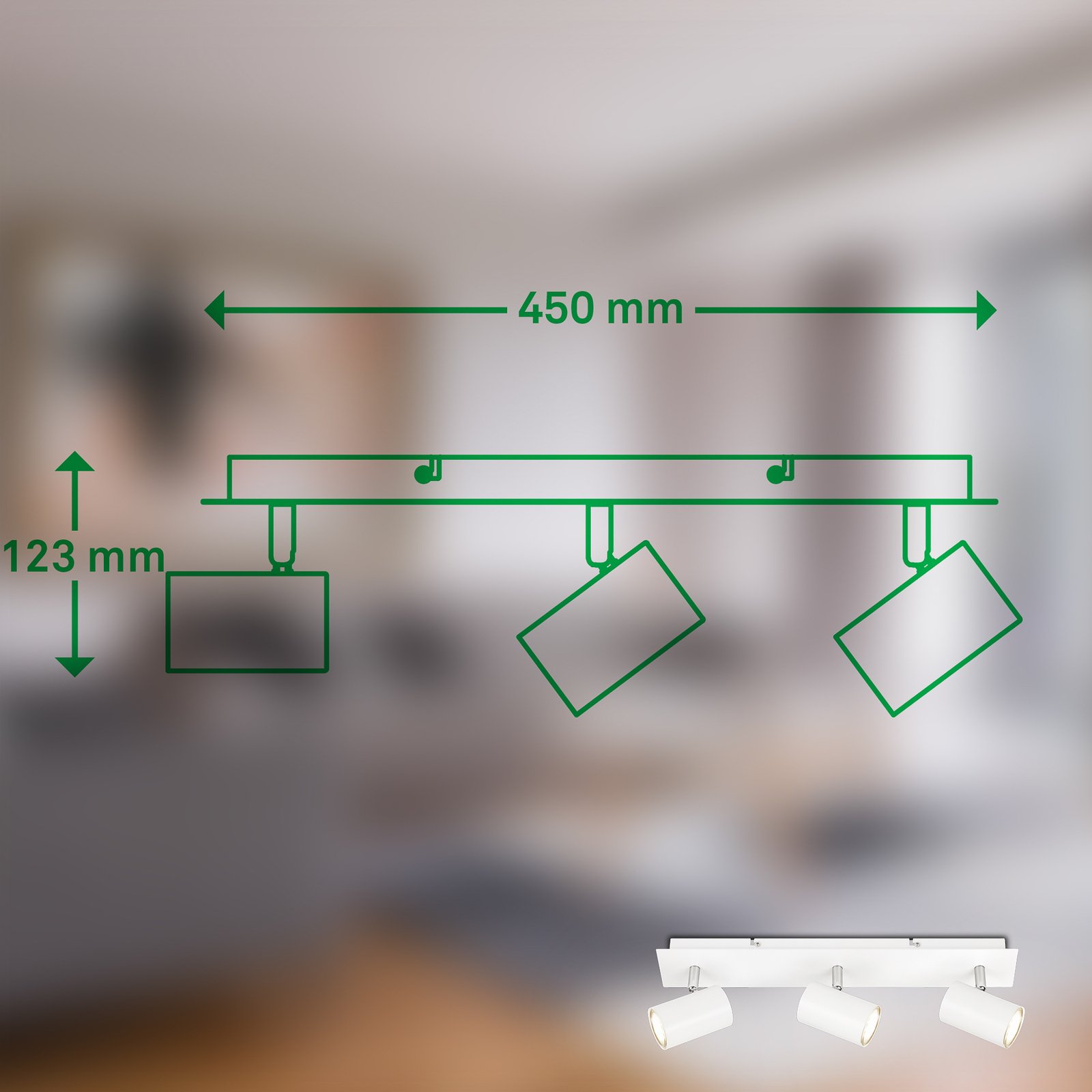 Plafondlamp Isil A, wit, 3-lamps, metaal, draaibaar