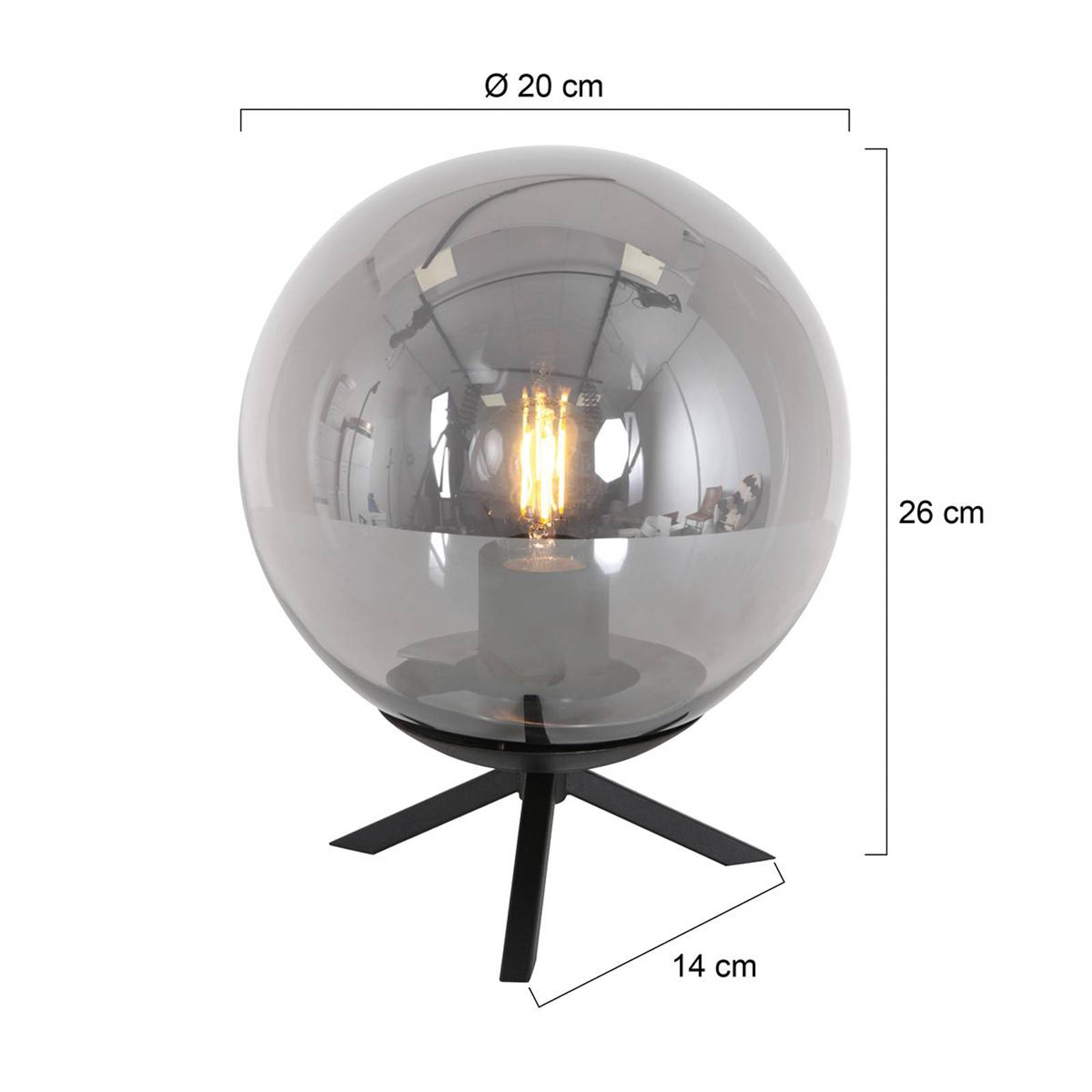 Bollique bordlampe svart glass Ø 20 cm stativ