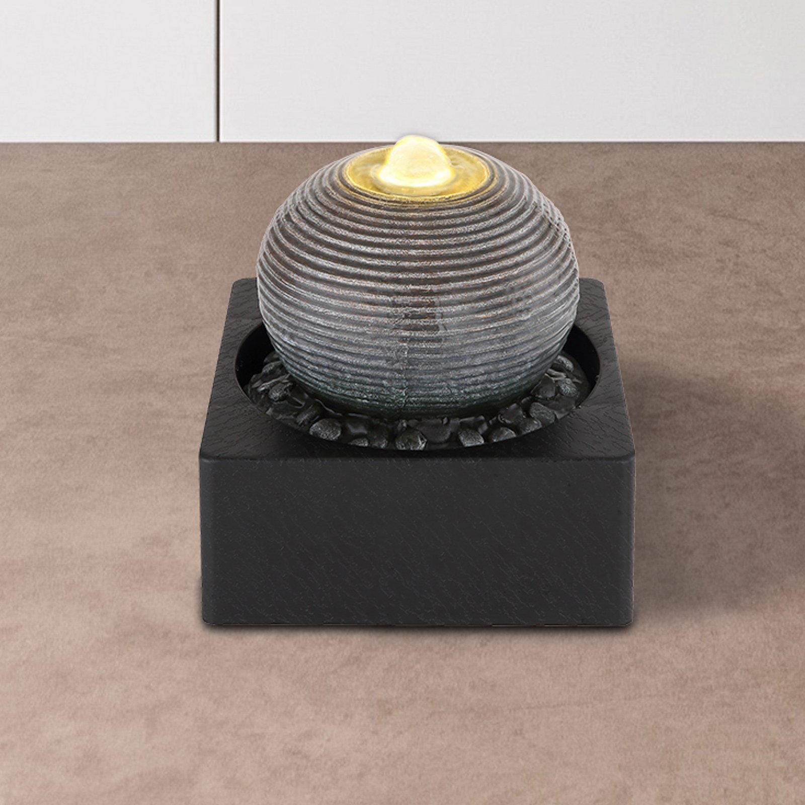 Fontana LED-springvand, antracit/grå, kugle