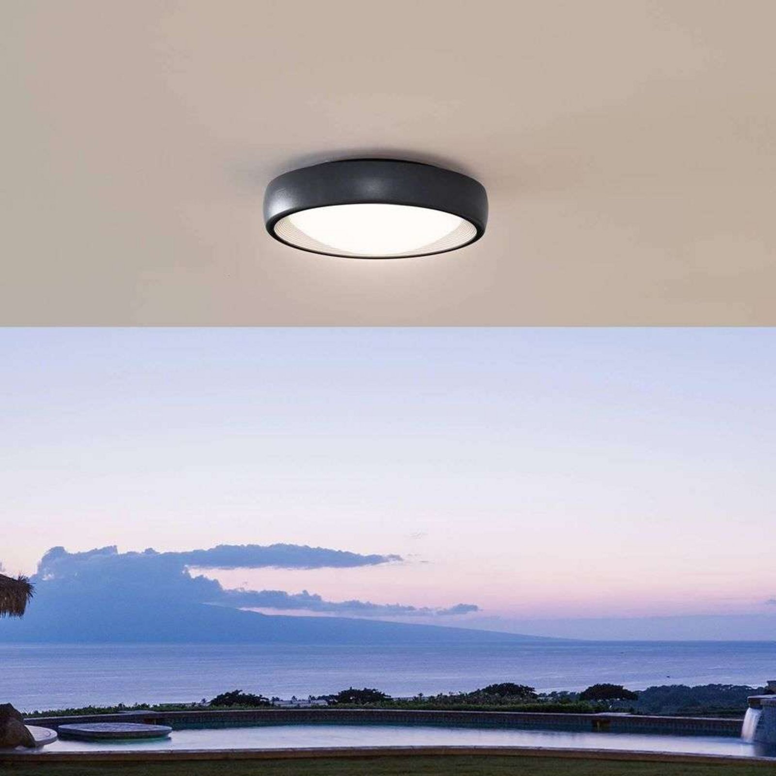 Niniel Round LED Plafonieră Exterior Black/White - Lindby