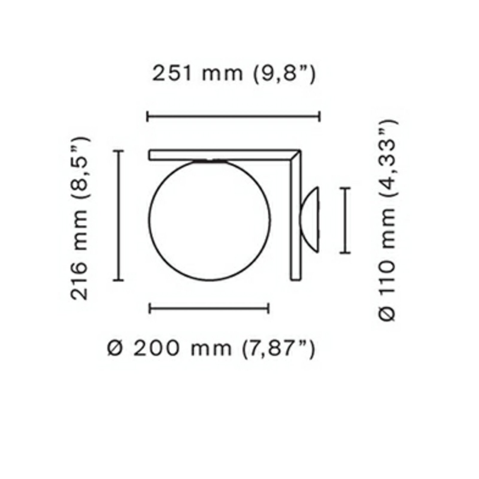 IC C/W1 Aplică de Perete/Plafonieră Brass - Flos