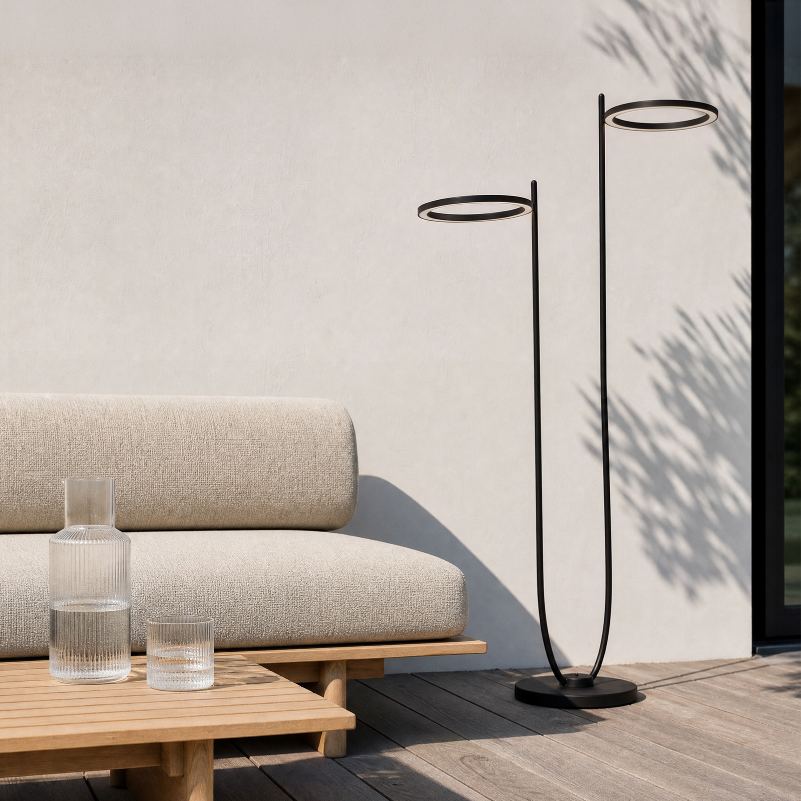 Lampadaire d'extérieur LED Sylvara, à 2 lampes, CCT, noir, IP44 Lampadaire d'extérieur LED Sylvara, à 2 lampes, CCT, noir, IP44