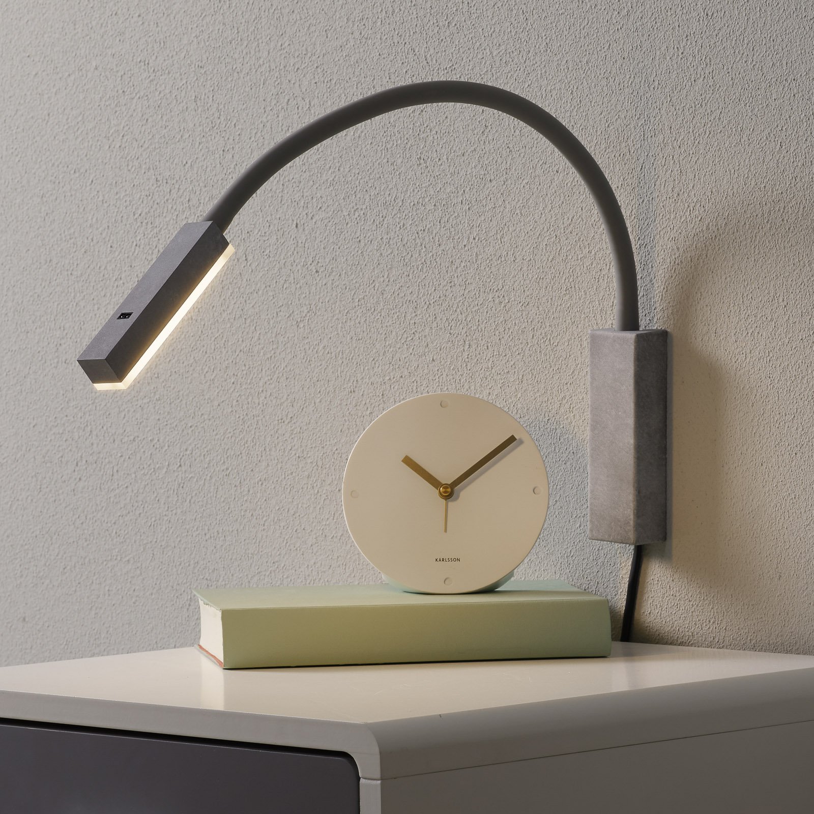 Fischer & Honsel Raik LED wall lamp, gesture control, concrete look, for Living / Dining Room, metal, acrylic, 5 W, energy efficiency: A+, W: 4 cm