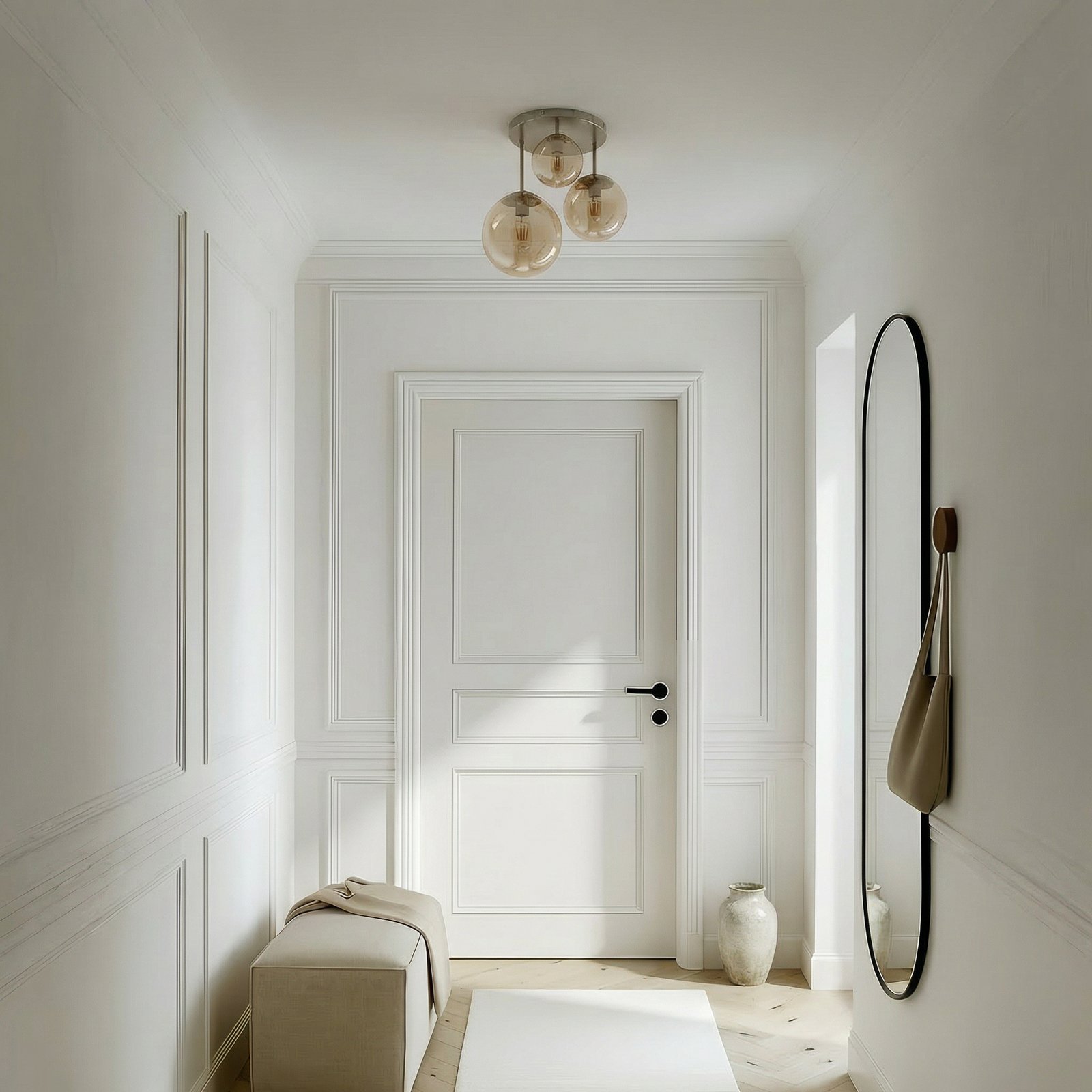 Lindby taklampe Teeja, amber, 3 lyskilder, Ø47cm, glass, E27