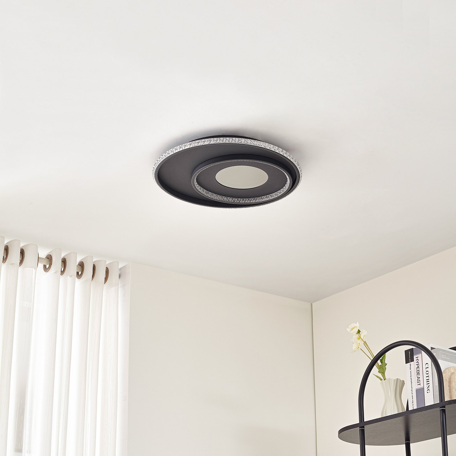 Lindby LED-Deckenlampe Inessa, Ø 51cm, schwarz, CCT, dimmbar