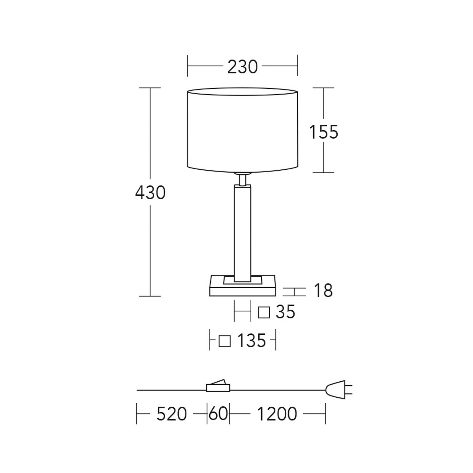 HerzBlut lampă de masă Titos lemn alb 43 cm înălțime E27 - Camera de zi / sufragerie - modern - alb stejar oiled nichel mat periat - Țesătură / Textil