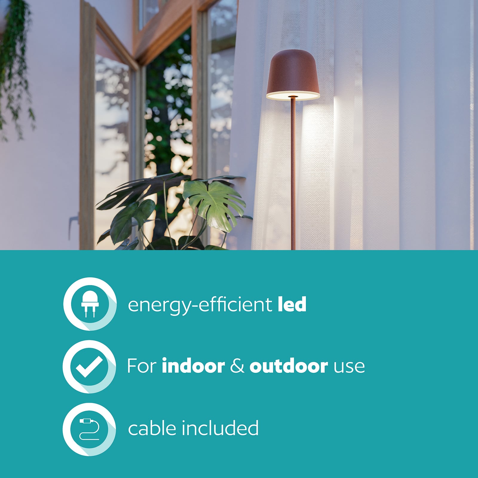 Mannera-L LED vrtna svjetiljka na baterije, boje hrđe, visina 140 cm