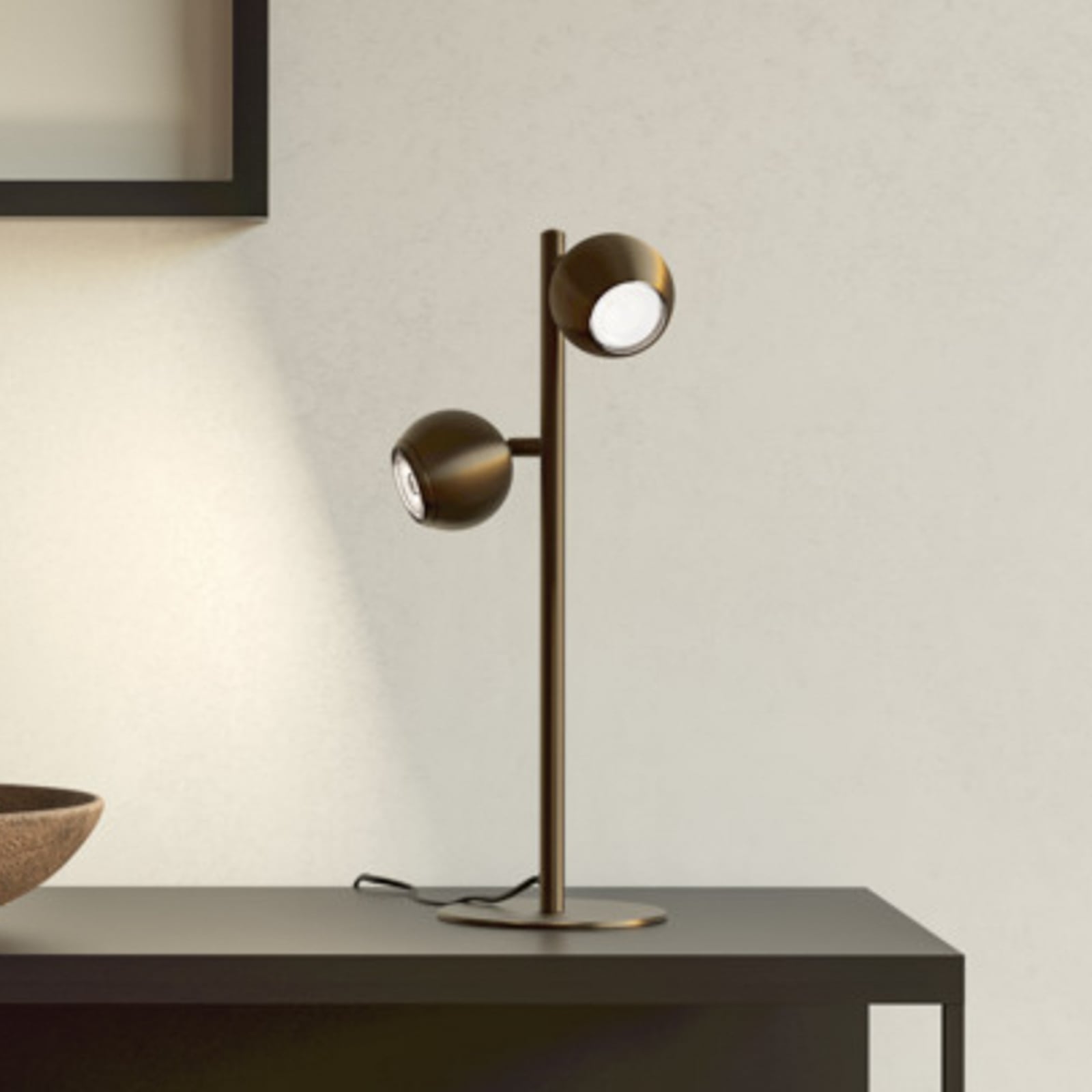 Candeeiro de mesa EGLO BIMEDA 1, cor de bronze, altura 45 cm, 2 lâmpadas.