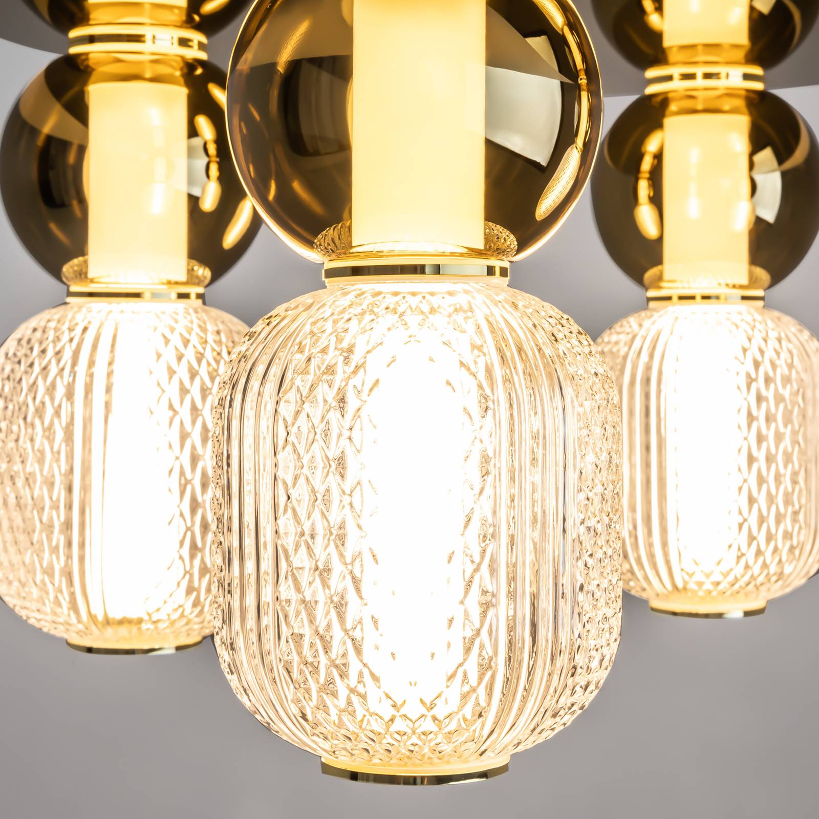 Maytoni lampa sufitowa LED Drop, złota, Ø 43 cm, 4-punktowa, szkło