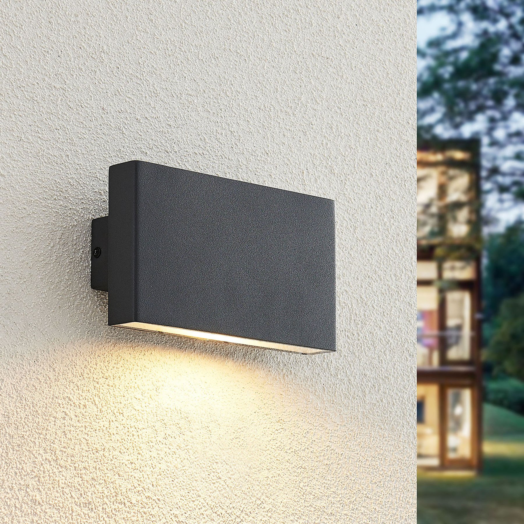 Arcchio Ploski outdoor wall lamp, 1-bulb, 18 cm anthracite, stainless steel, plastic, 8 W, energy efficiency: A, W: 18 cm, H: 10 cm