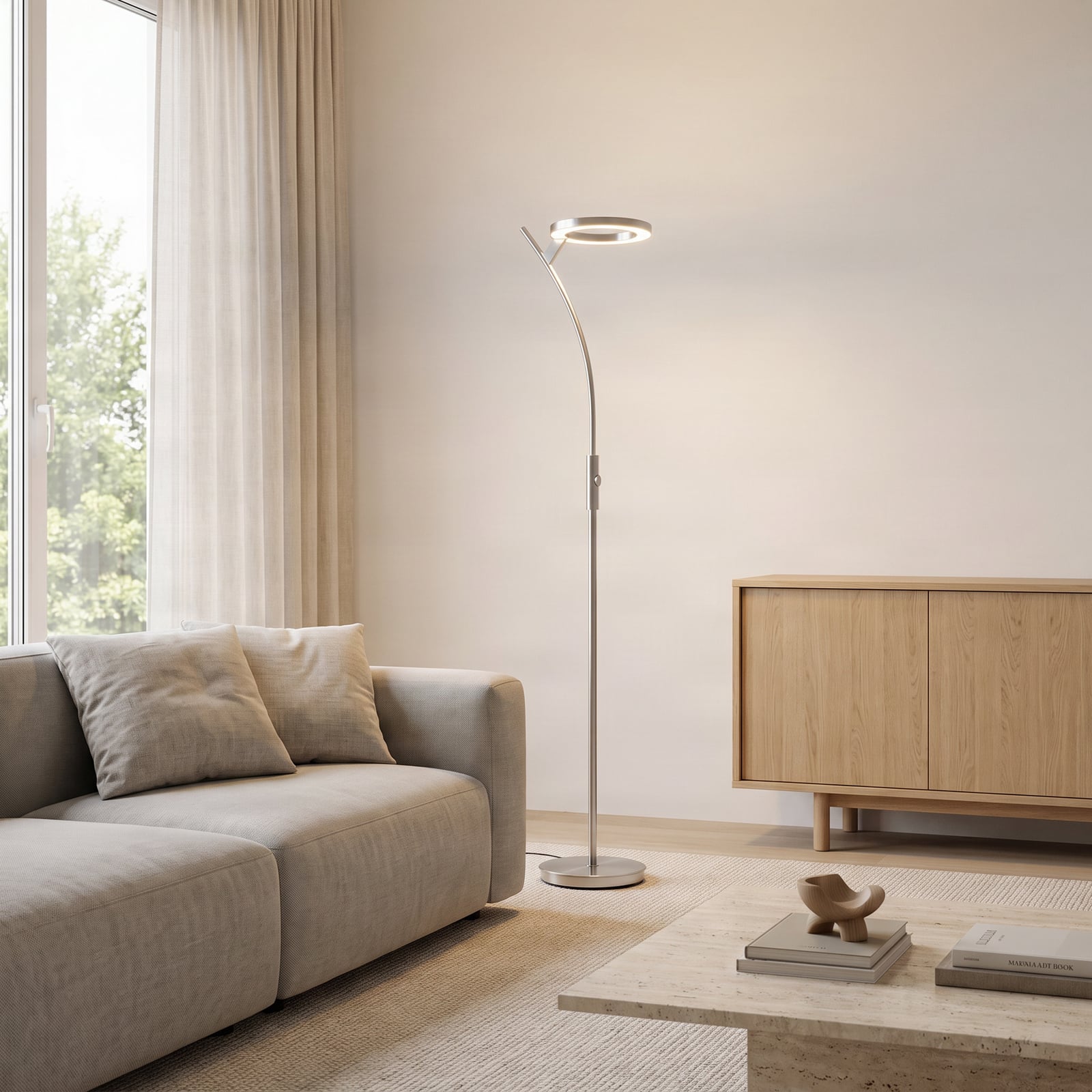 Darion Floor Lamp Nickel - Lindby Darion Floor Lamp Nickel - Lindby