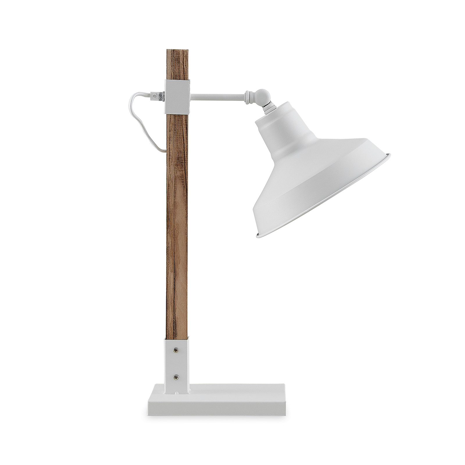 Lindby Calliora Tischlampe, weiß, Metall und Holz