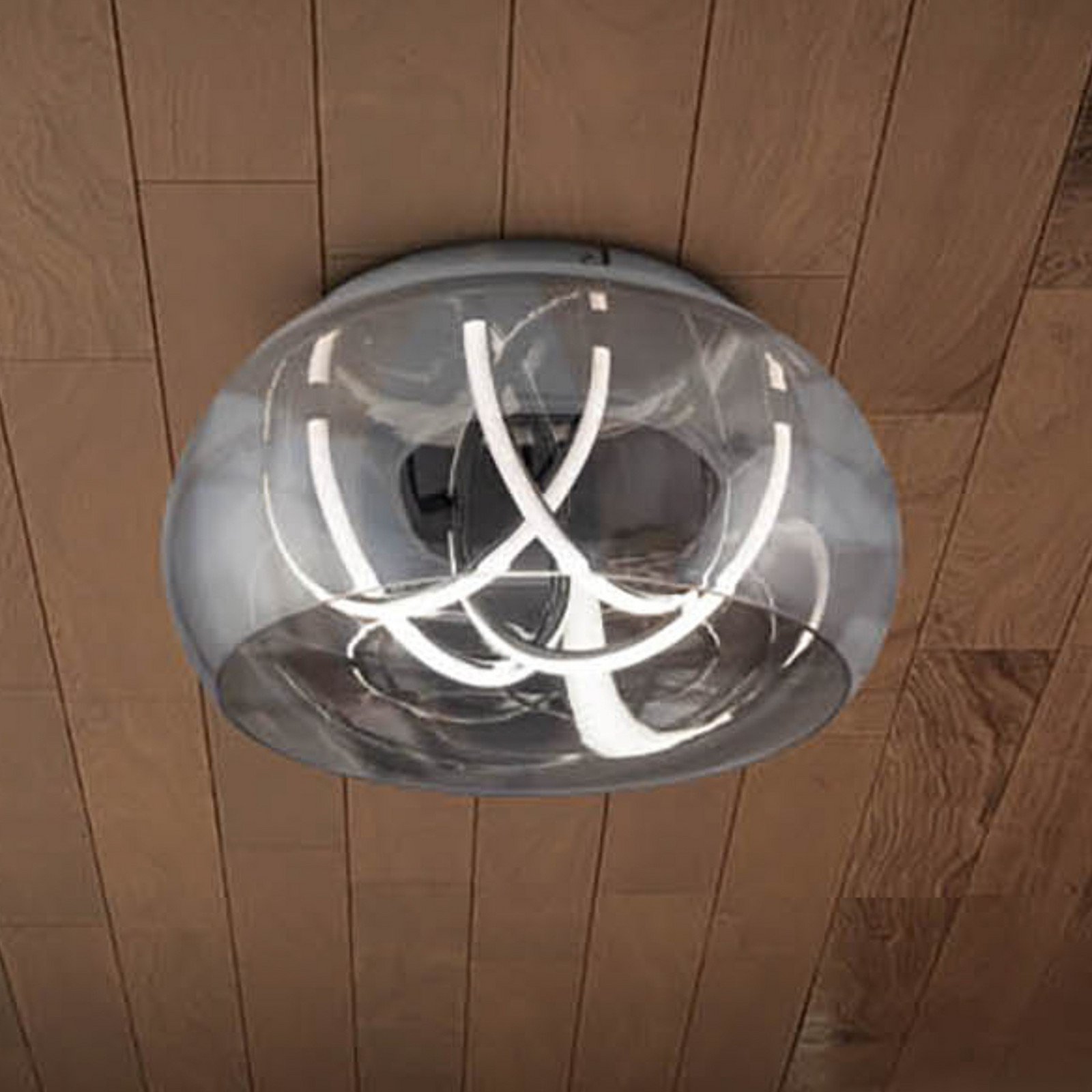 Näve Plafonieră LED Malou sticlă CCT telecomandă - Camera de zi / sufragerie - oglindit