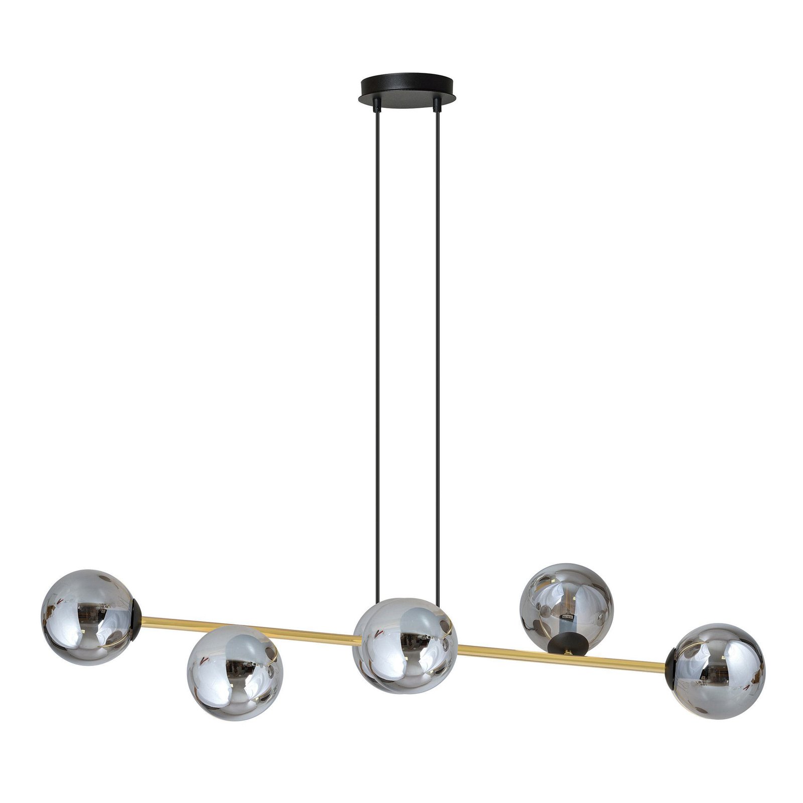 Gravity pendant light, graphite/gold/black, glass, E14