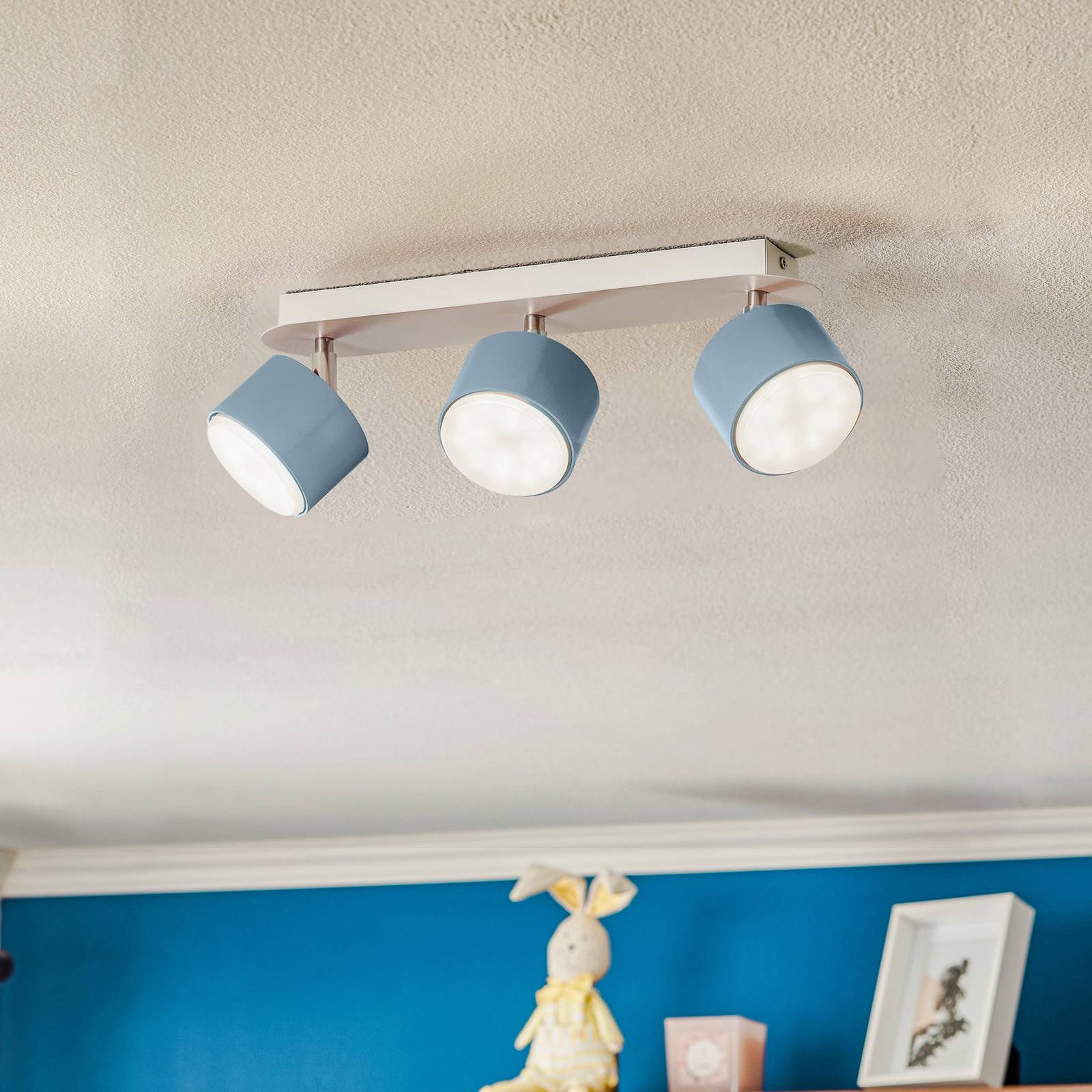 eko-light cloudy spot pour plafond à trois lampes bleu
