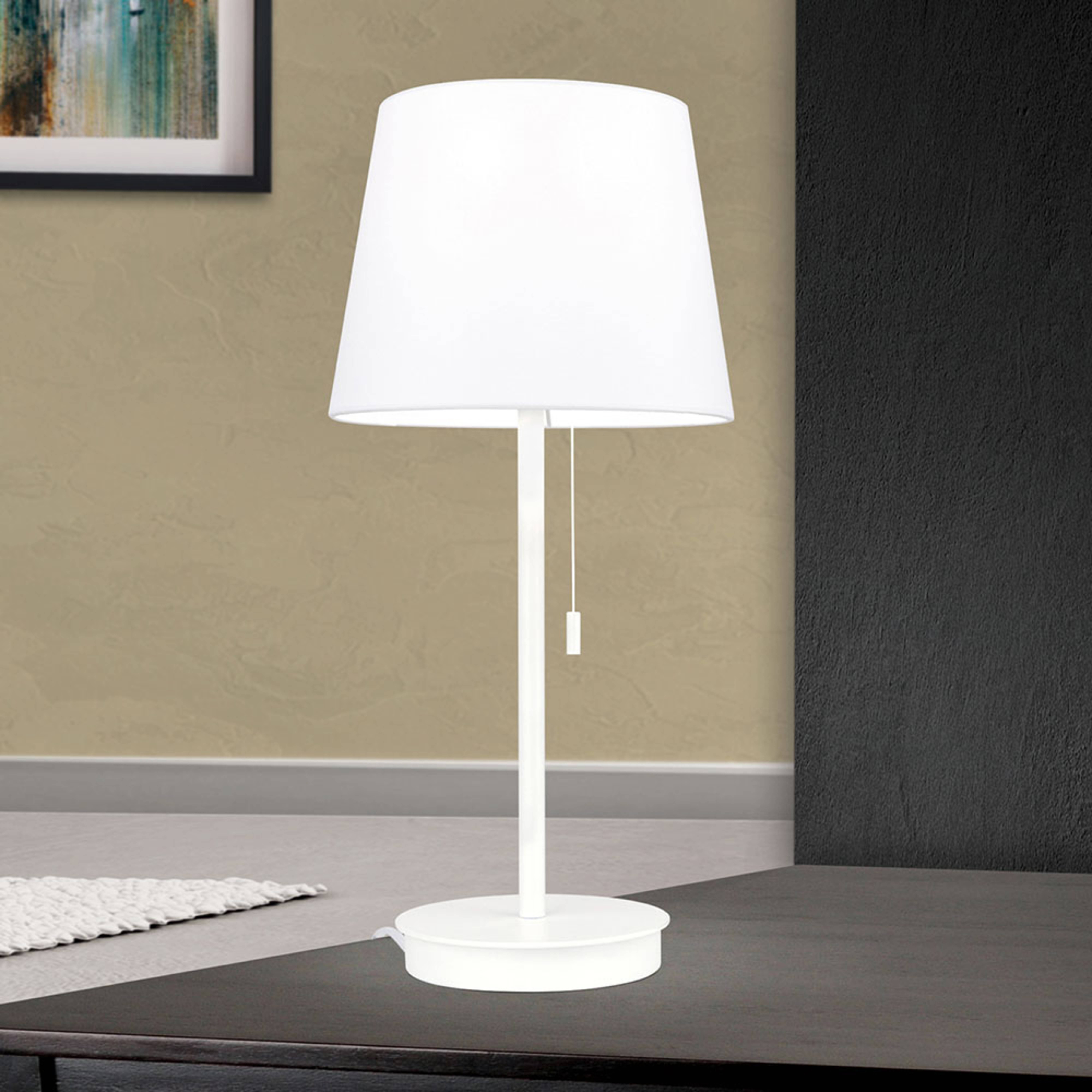 Lámpara de mesa Ludwig con puerto USB blanco