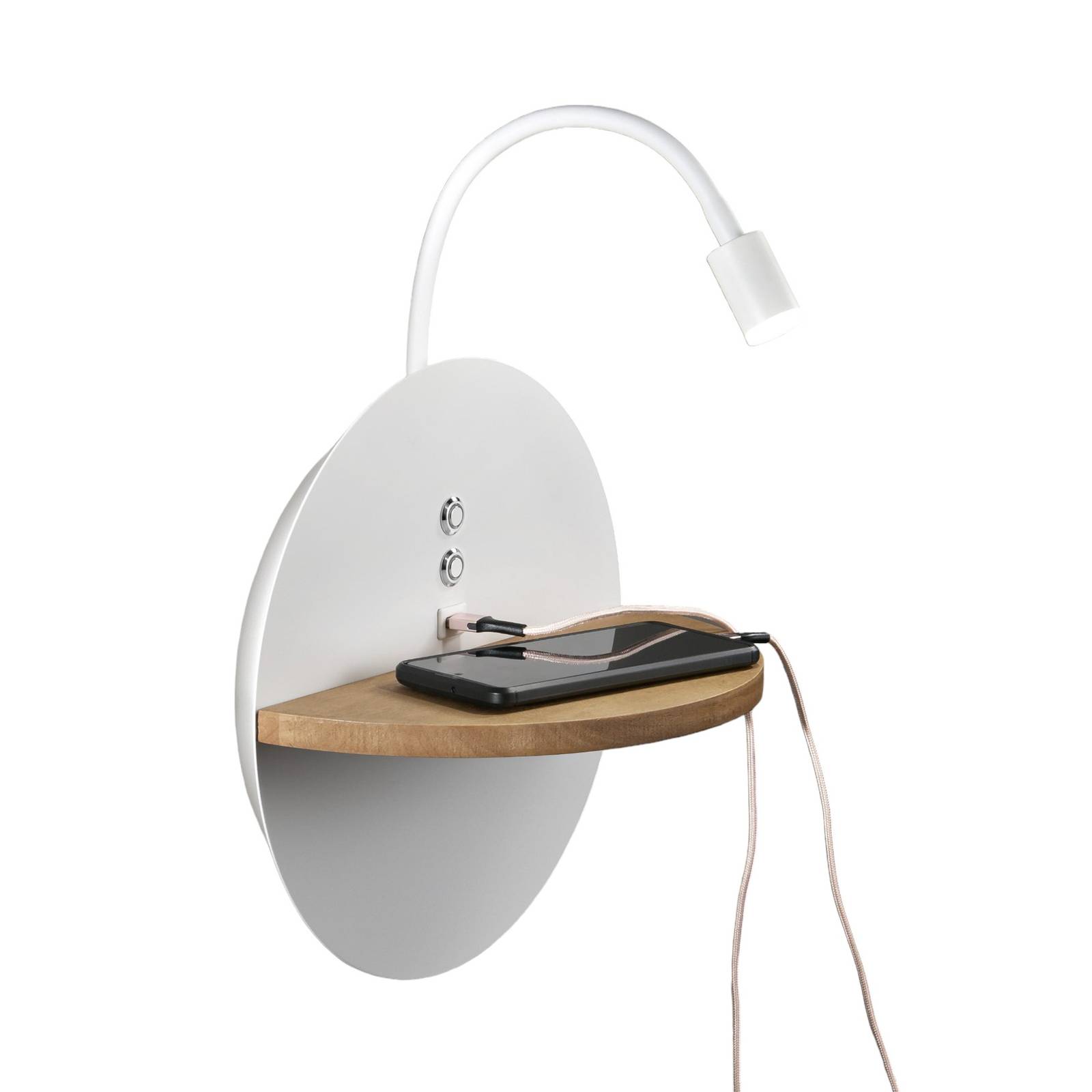 Fabas Luce Dual LED-wandlamp voor Slaapkamer - modern - wit / opaal - metaal - dimbaar