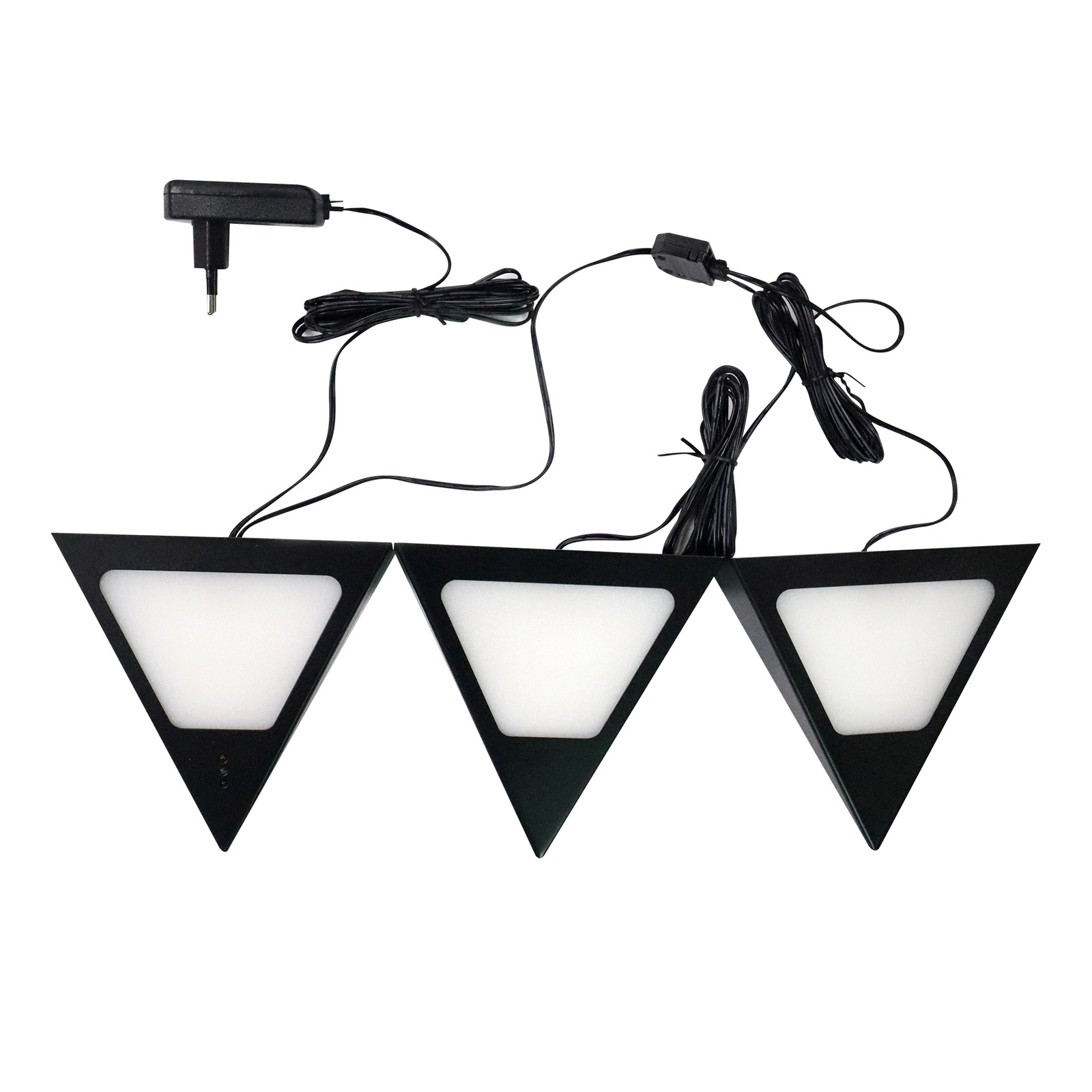 Prios Odia lámpara LED bajo mueble, negro, 3 luces