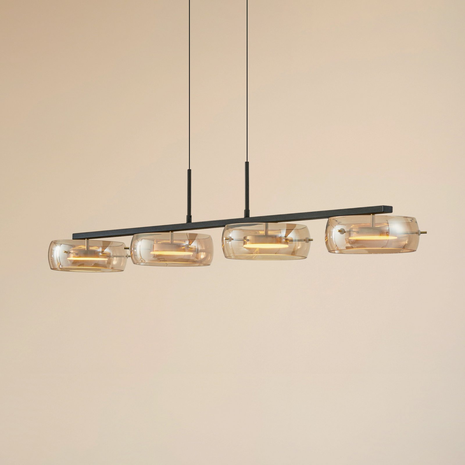 Martis LED-riippuvalaisin, 4-lamppuinen, keltainen, himmennettävä - Lucande