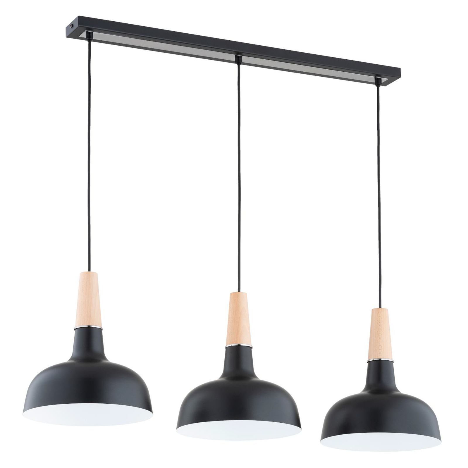 Candeeiro suspenso Goxa, linear, 3 lâmpadas, preto, 85 cm, metal