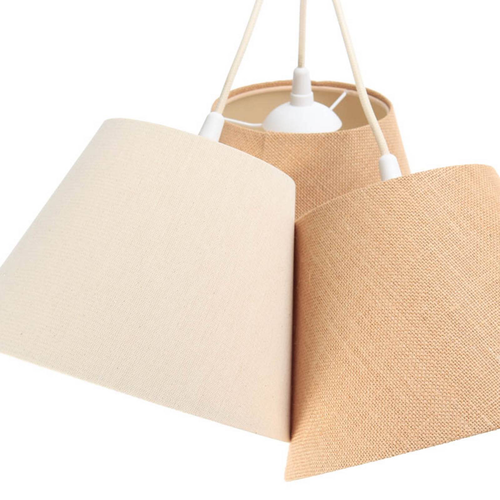 Lampa wisząca Boho, 3-punktowa, kremowy/beżowy, juta