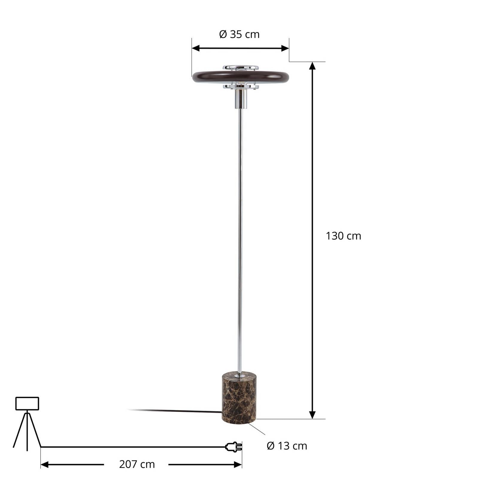 Lampa stojąca Lindby Branford, styl retro, brązowa, metal/marmur