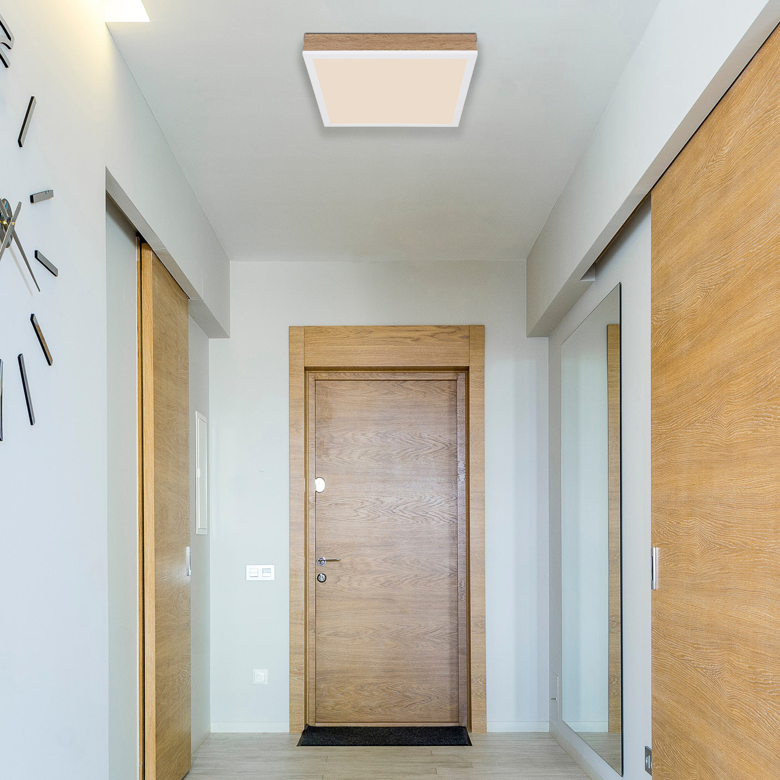 Φωτιστικό οροφής LED Doro, μήκος 30 cm, σκούρο ξύλο, ξύλο